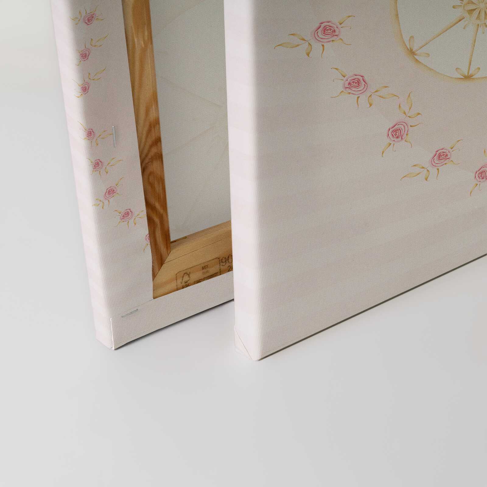 Kutsche im Märchenland - Leinwandbild für Kinder – 30 x 30 cm - Beige, Gelb