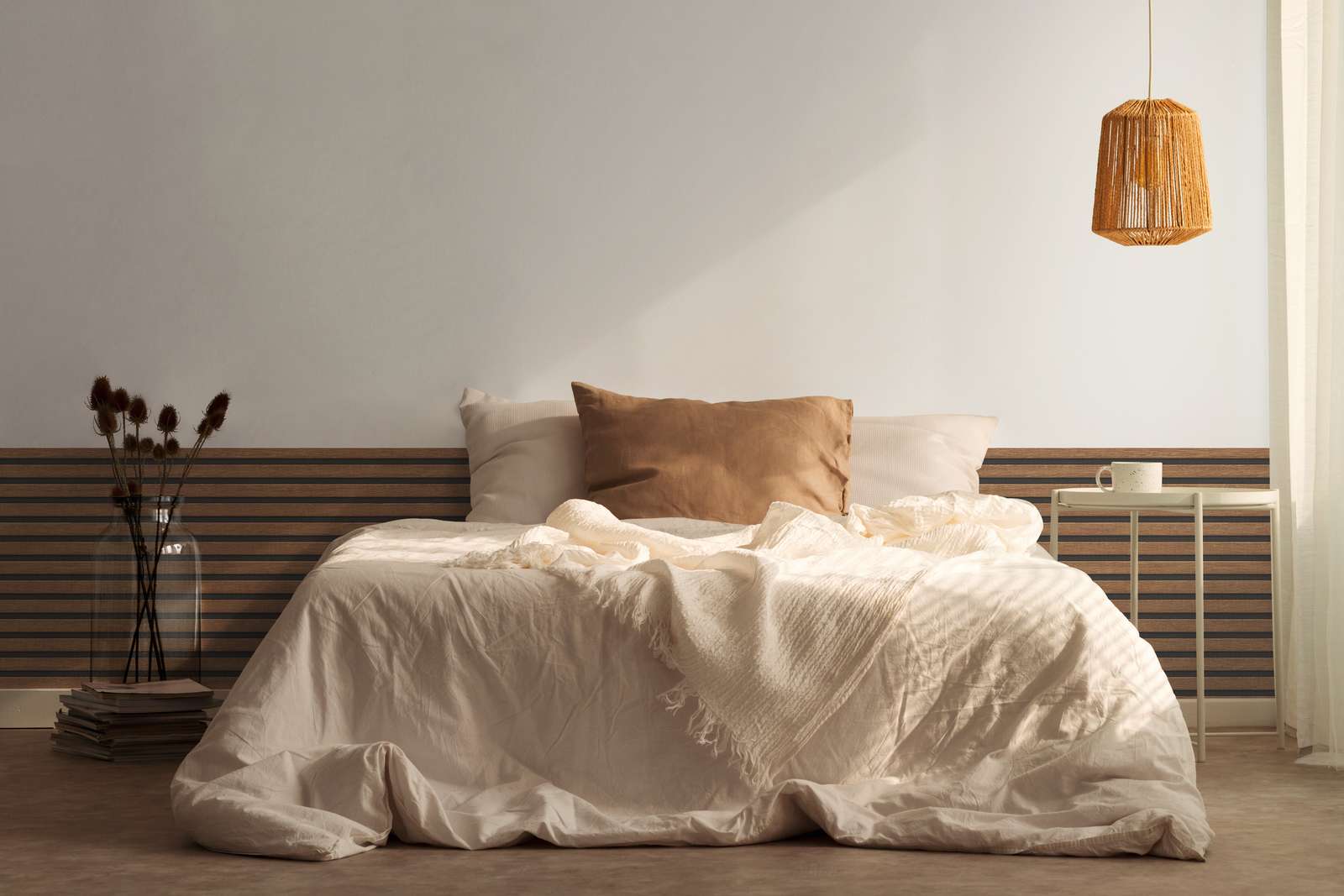             Akustikpaneele Vliestapete realistische Holzoptik – Braun, Schwarz
        