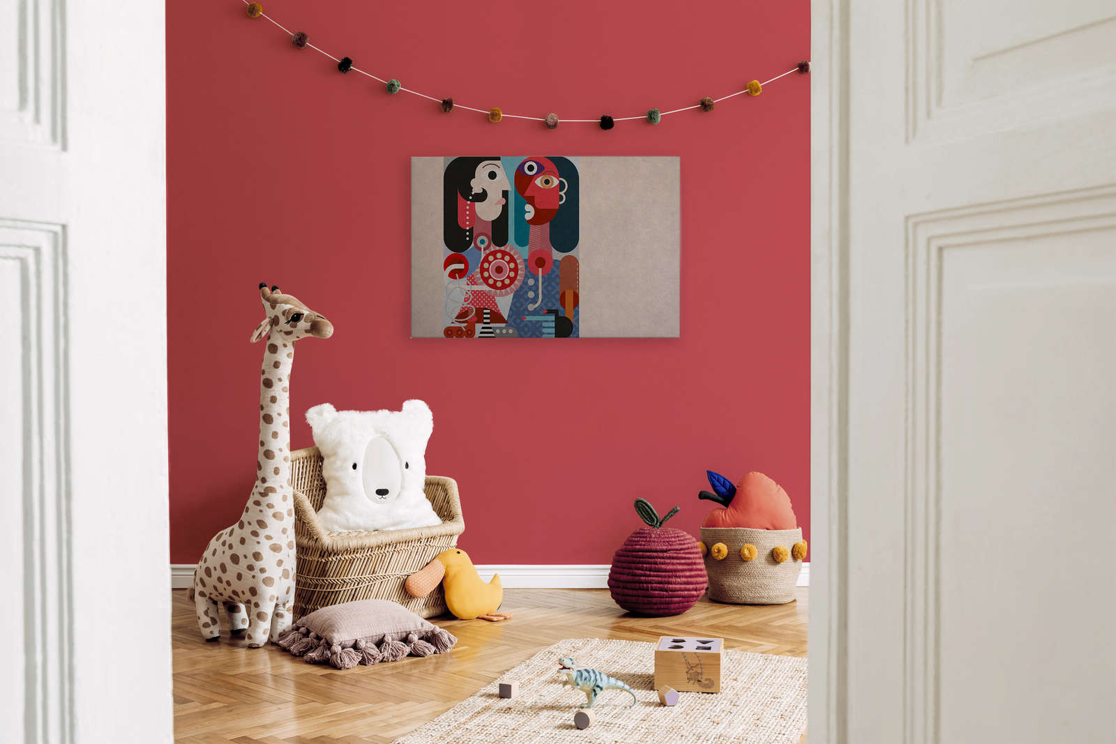             Couples 3 - Pop Art Kunst-Pärchen Leinwandbild in Beton Struktur – 0,90 m x 0,60 m
        