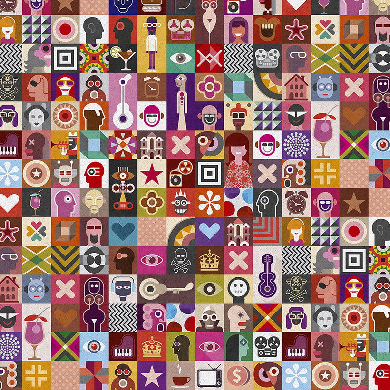 Kunst, Collage, Steppdecke, Patchwork, Muster