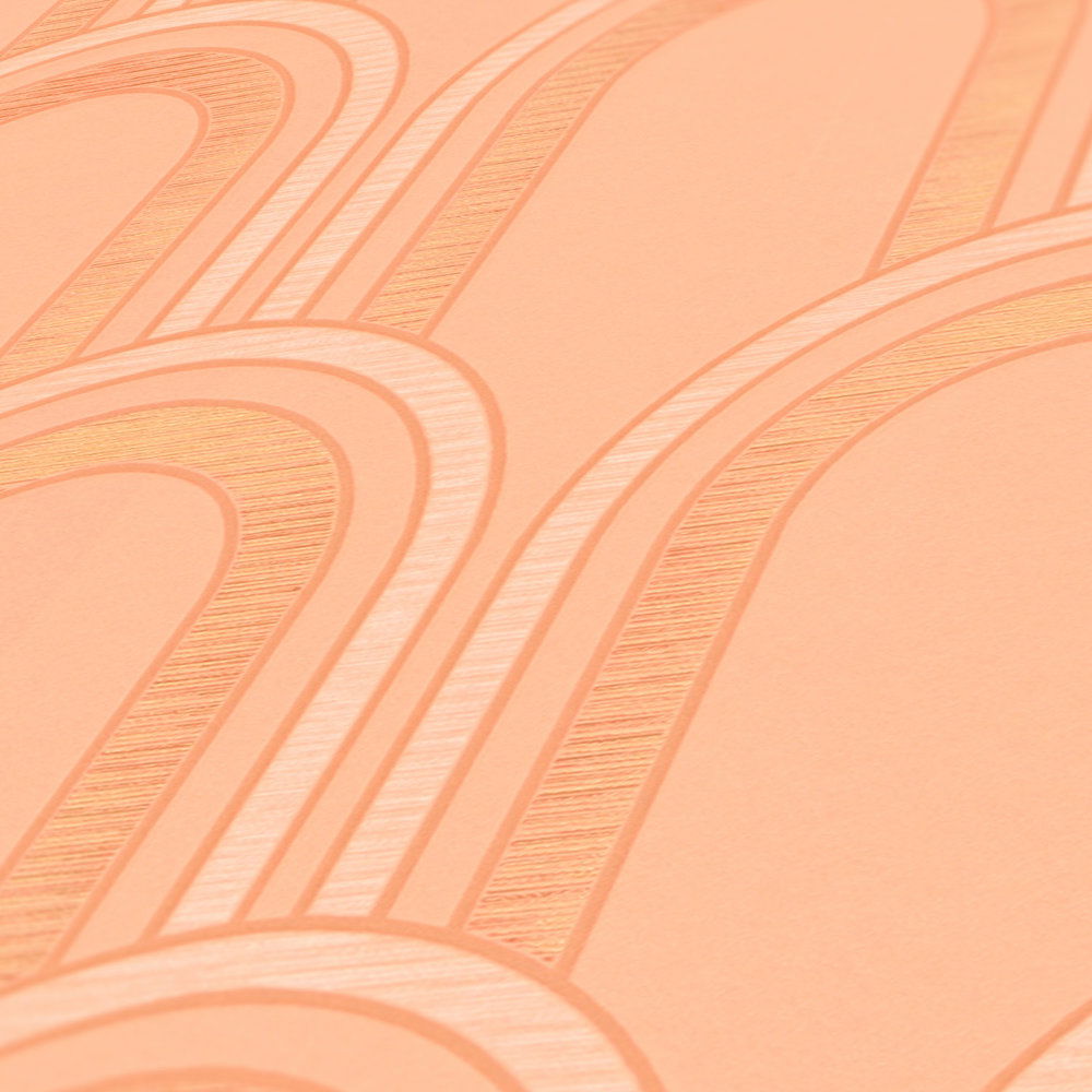             Vliesbehang met strikmotief - oranje, wit, goud
        