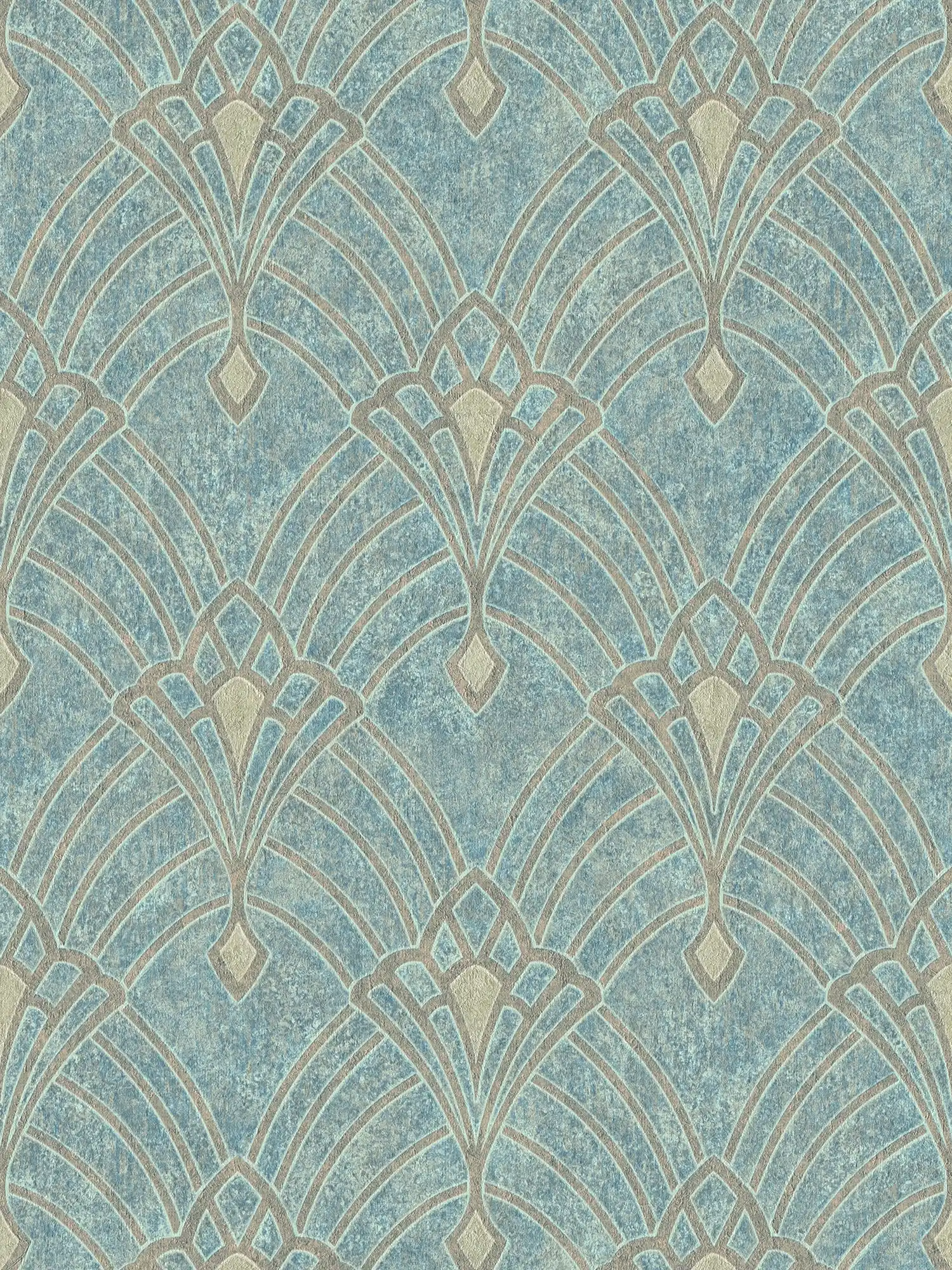         Art Deco Tapete Grün mit Metallic Muster & Struktureffekt
    