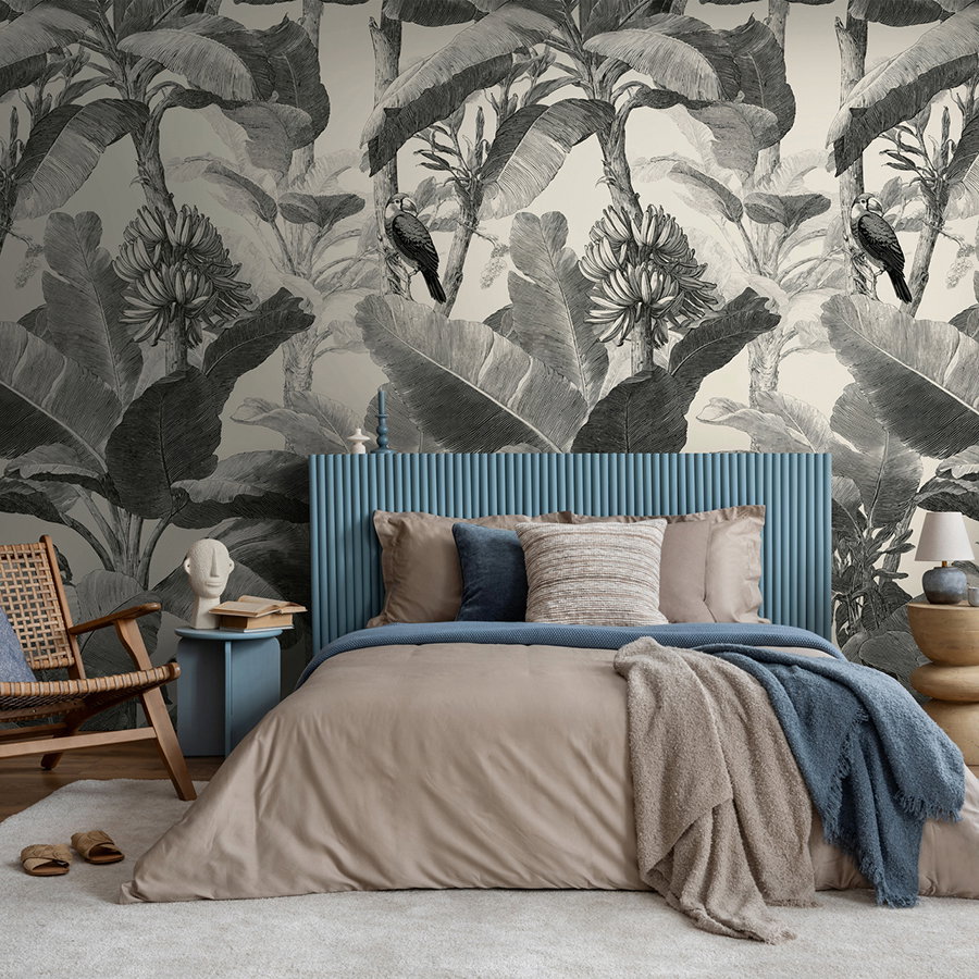 bett, bettkopf, blaues-kopfteil, bettzeug, wandtapete