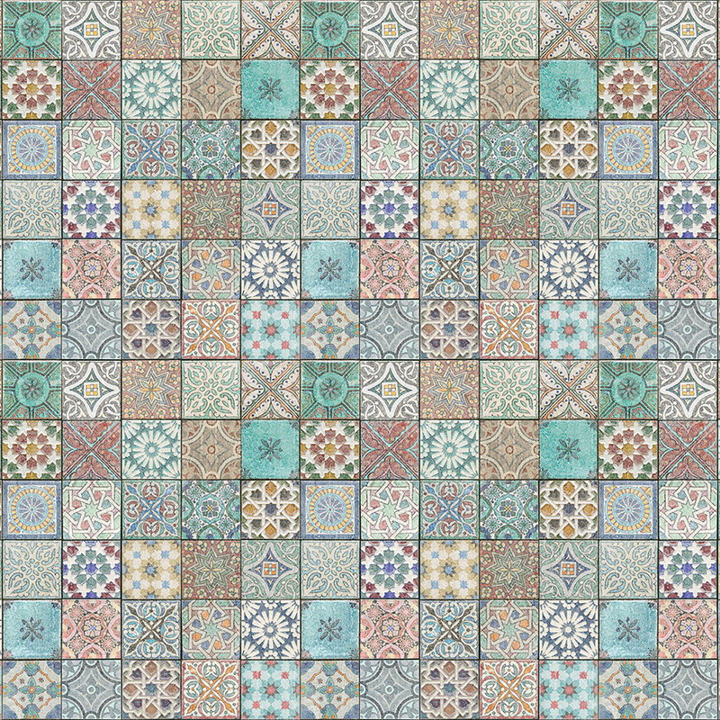 antike Fliese, Mosaikfliese, geometrisches Muster, bunte Fliese, Keramikfliese