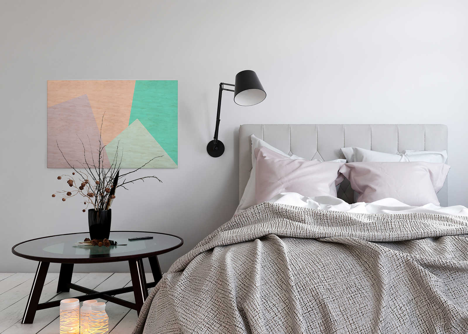             Inaly 1 - Abstraktes, buntes Leinwandbild in Sperrholz Struktur – 0,90 m x 0,60 m
        