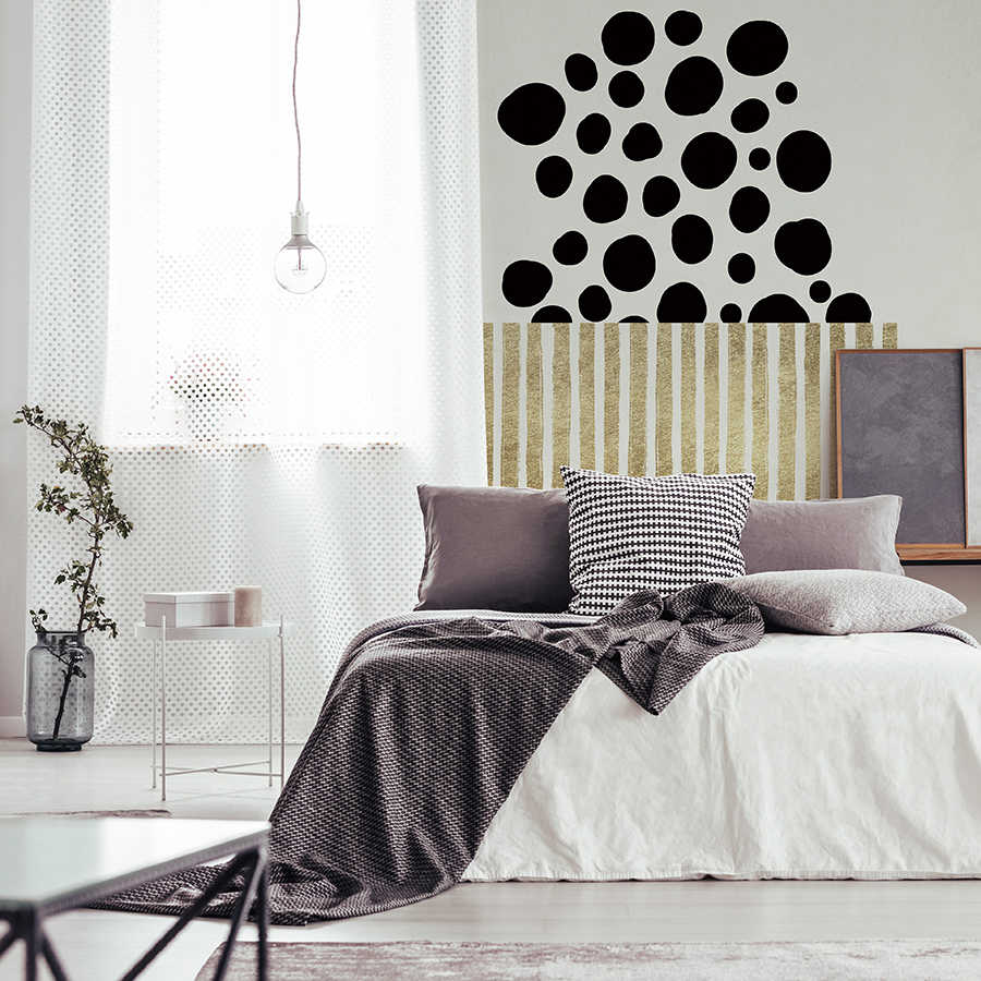         Kunst Fototapete Goldstreifen & minimalistische Punkte
    
