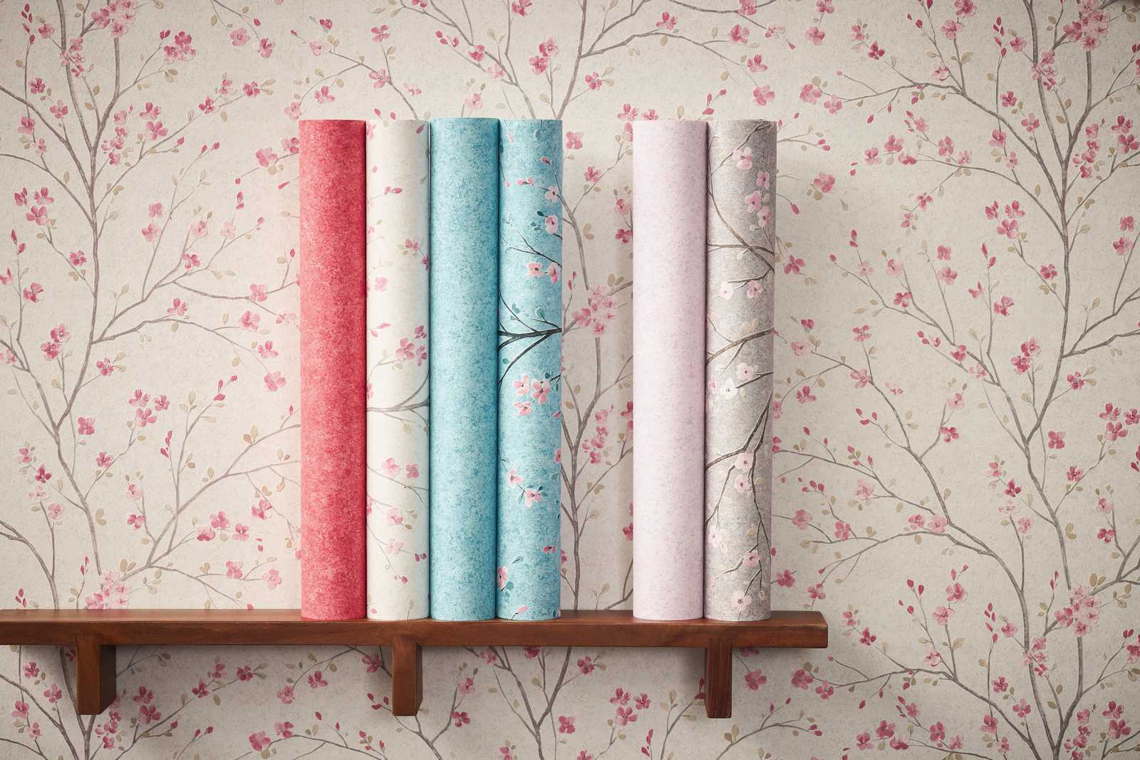             Japanse Kersenbloesem Behang - Blauw, Groen, Roze
        