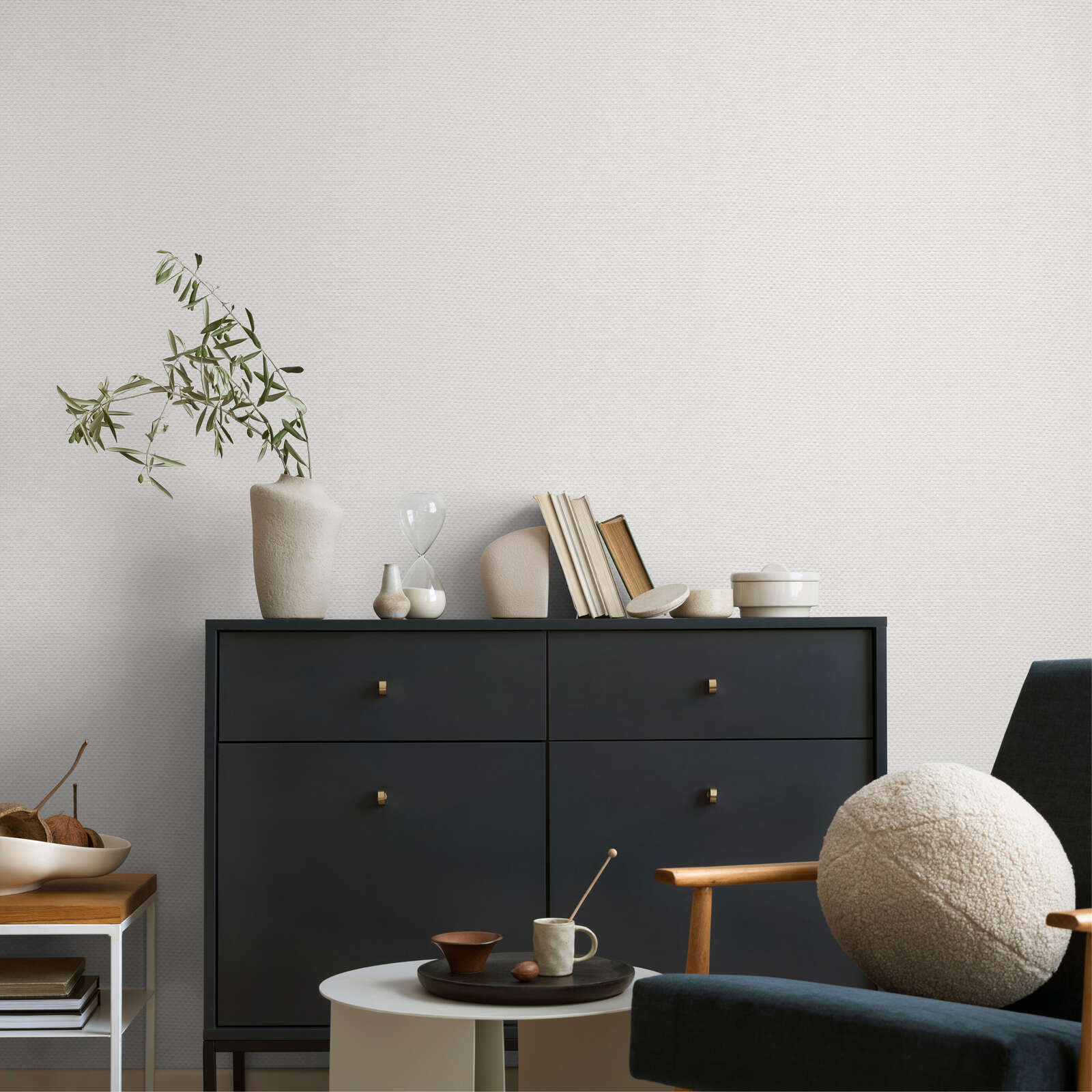 Vitrine, Sideboard, Holzton, Dunkelgrau, Dekoration