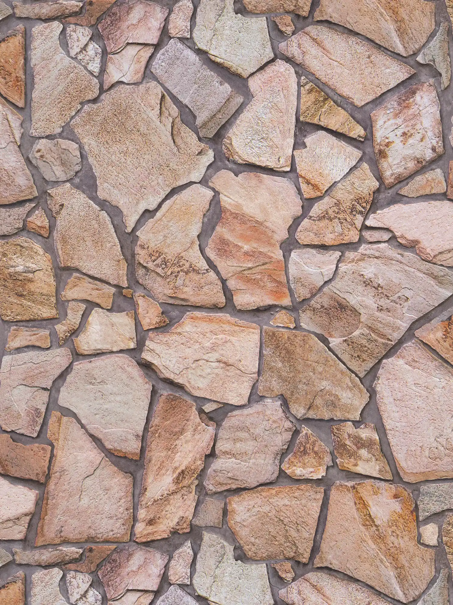 3D-Tapete Naturstein detailreich & rustikal – Braun, Beige, Grau