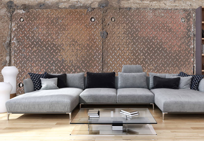 Sofa, Wohnzimmer, Grauer Stoff, Couchen, Glasbeistisch
