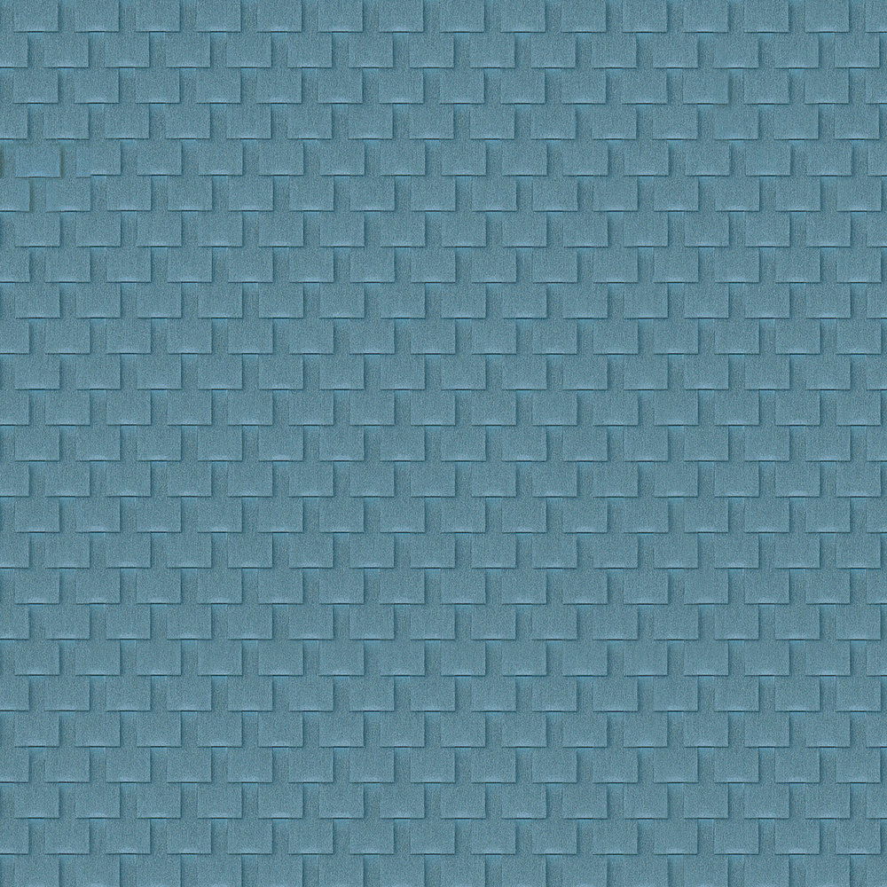             Gemusterte Tapete mit Facetten-Design und 3D-Effekt – Blau, Bronze
        
