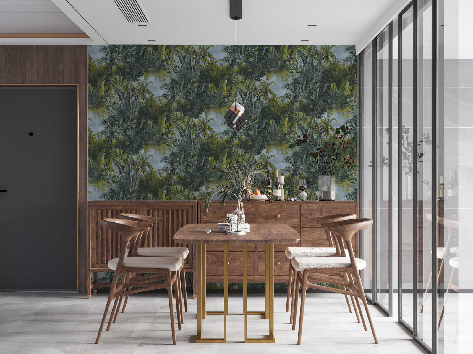            Vliestapete Dschungel mit Palmen & Blätter Design – Grün
        