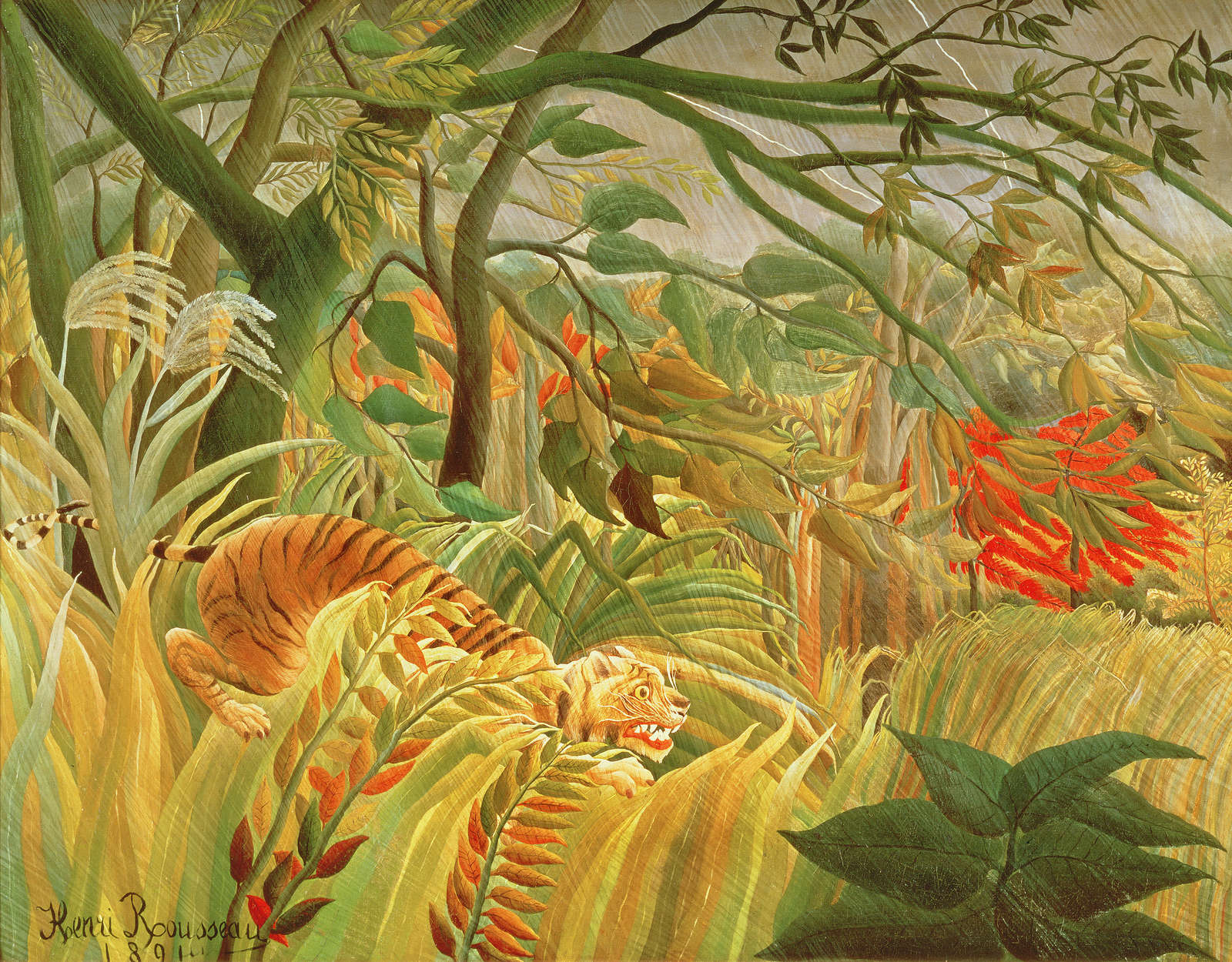             Fototapete 'Tiger in einem tropischen Sturm' von Henri Rousseau
        