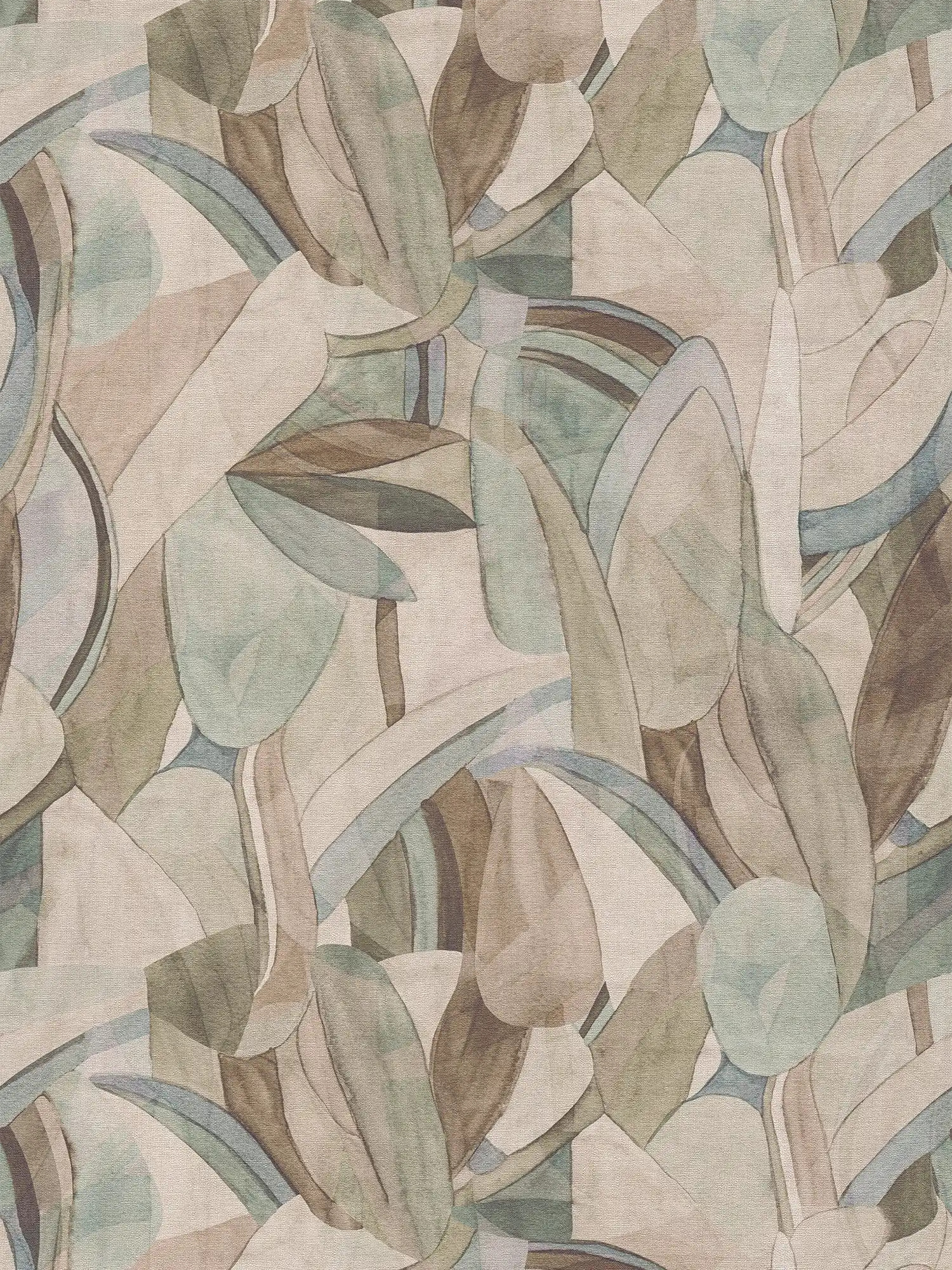         Moderne Vliestapete mit abstraktem Blättermuster, leichte Struktur – Bunt
    