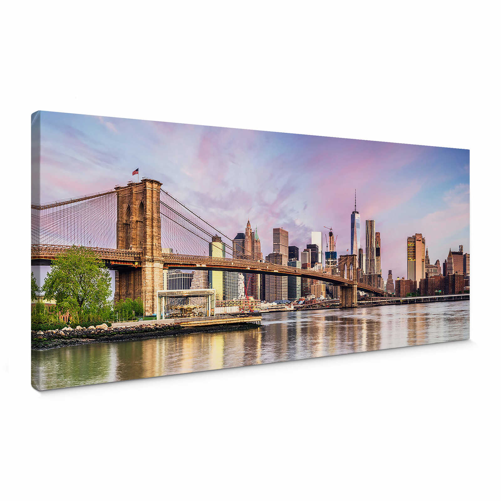         Tableau panoramique sur toile Manhattan Skyline et pont de Brooklyn - 1,00 m x 0,40 m
    