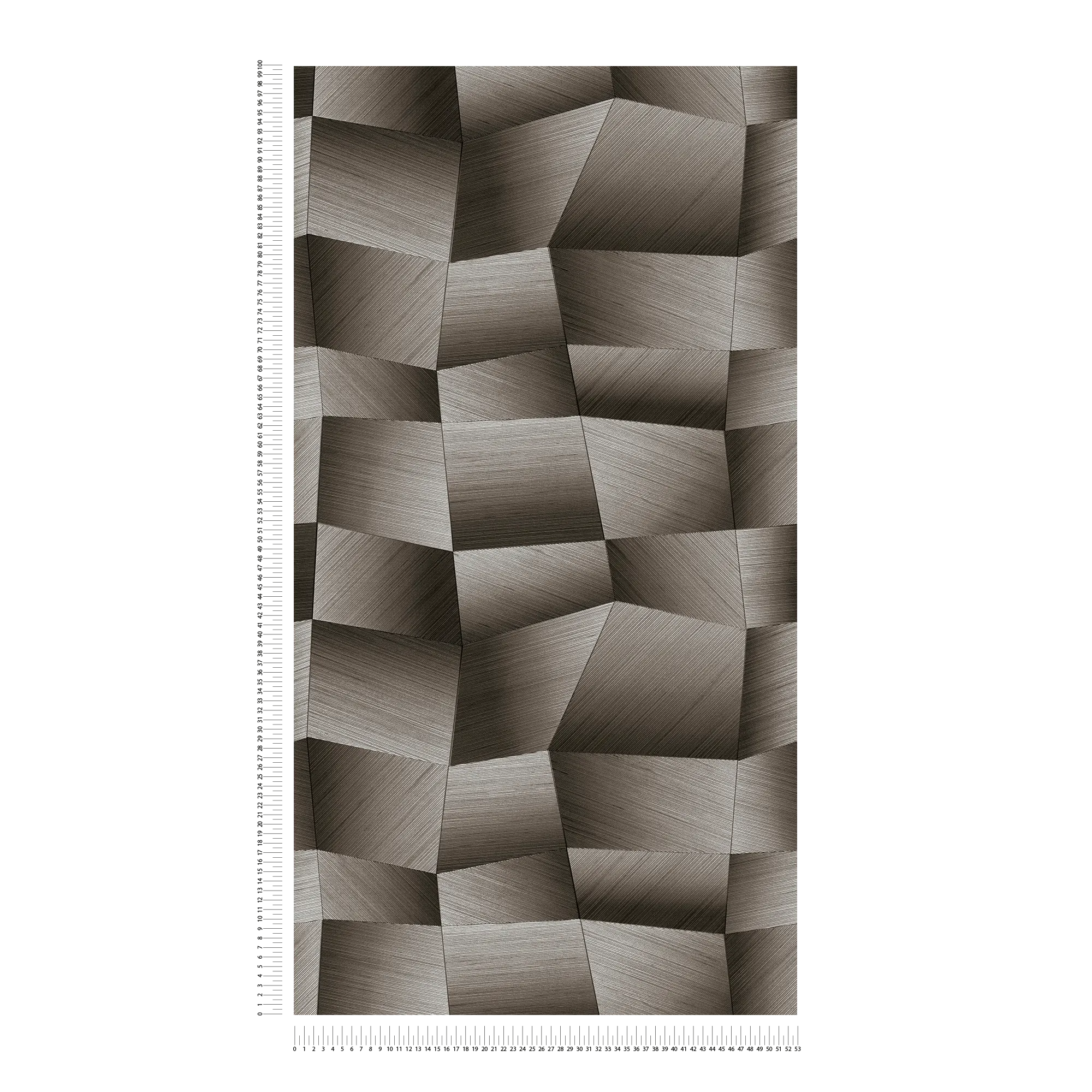             Modern design non-woven wallpaper with angular 3D geometric texture - grey, black, metallic
        