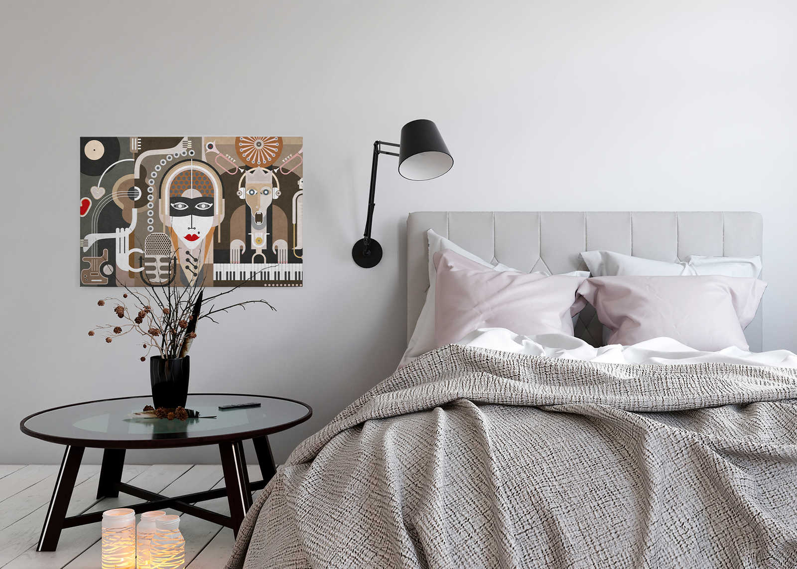             Wall of sound3 - Abstraktes Leinwandbild mit Gesichtern- Struktur Beton – 0,90 m x 0,60 m
        