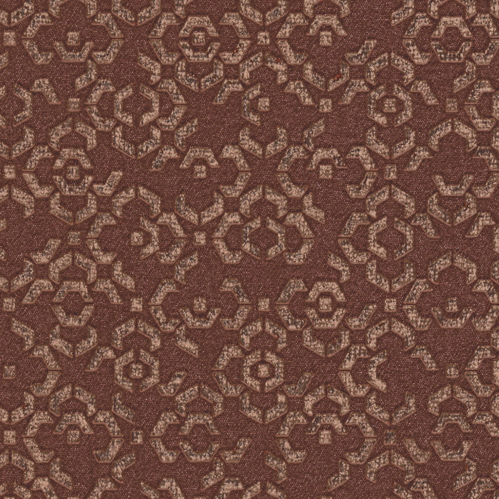 Tapete mit 3D Mustereffekt und Metallic-Glanz – Braun, Metallic, Rot
