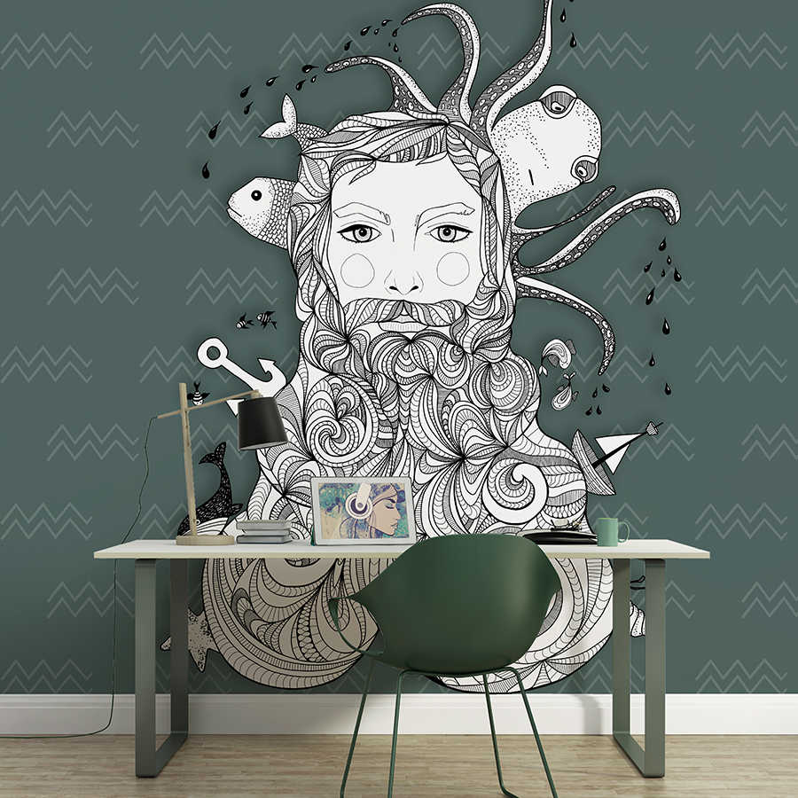         Papier peint Line Art avec motif Doodle maritime
    