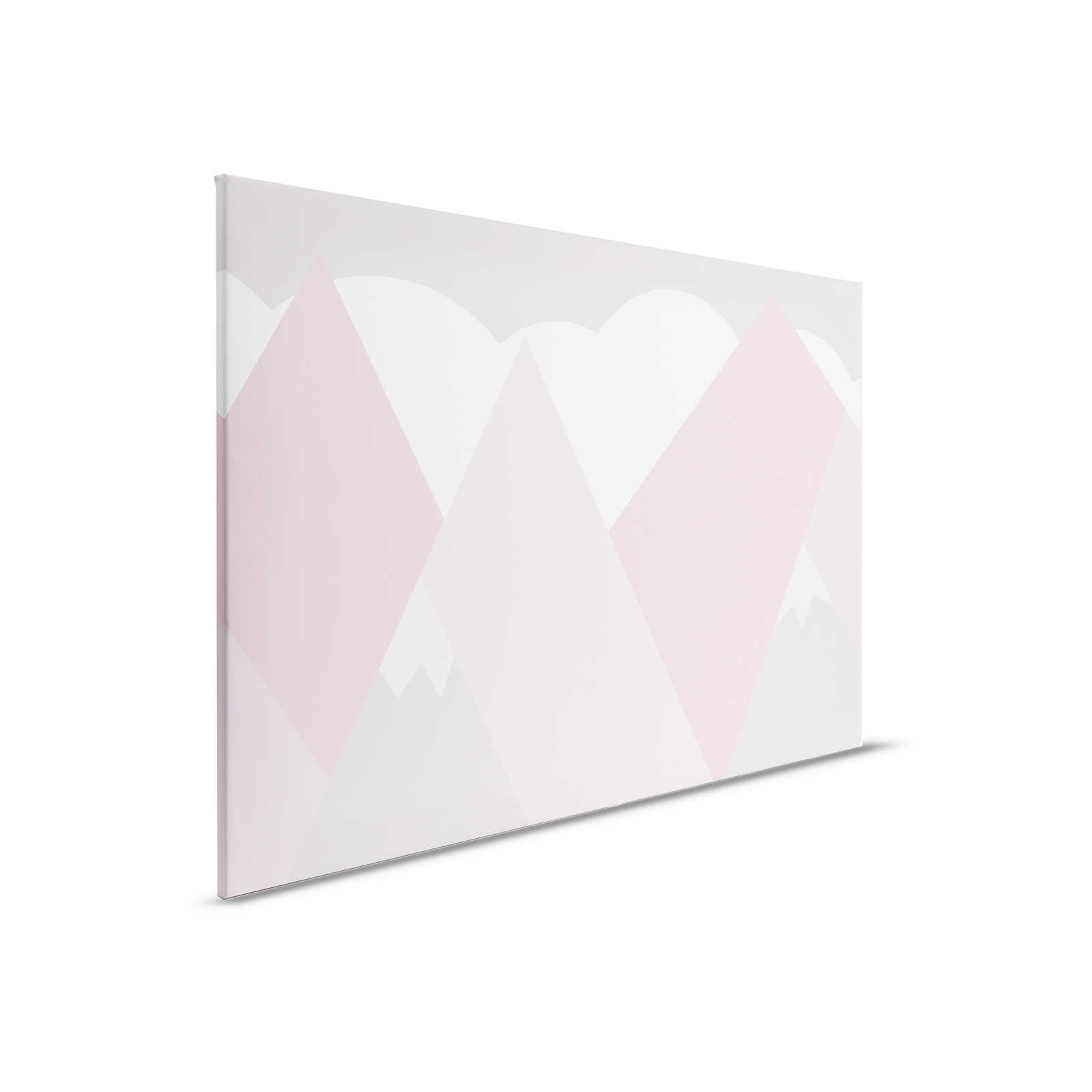         Tableau sur toile chambre d'enfant montagnes avec nuages | rose, blanc, gris - 0,90 m x 0,60 m
    