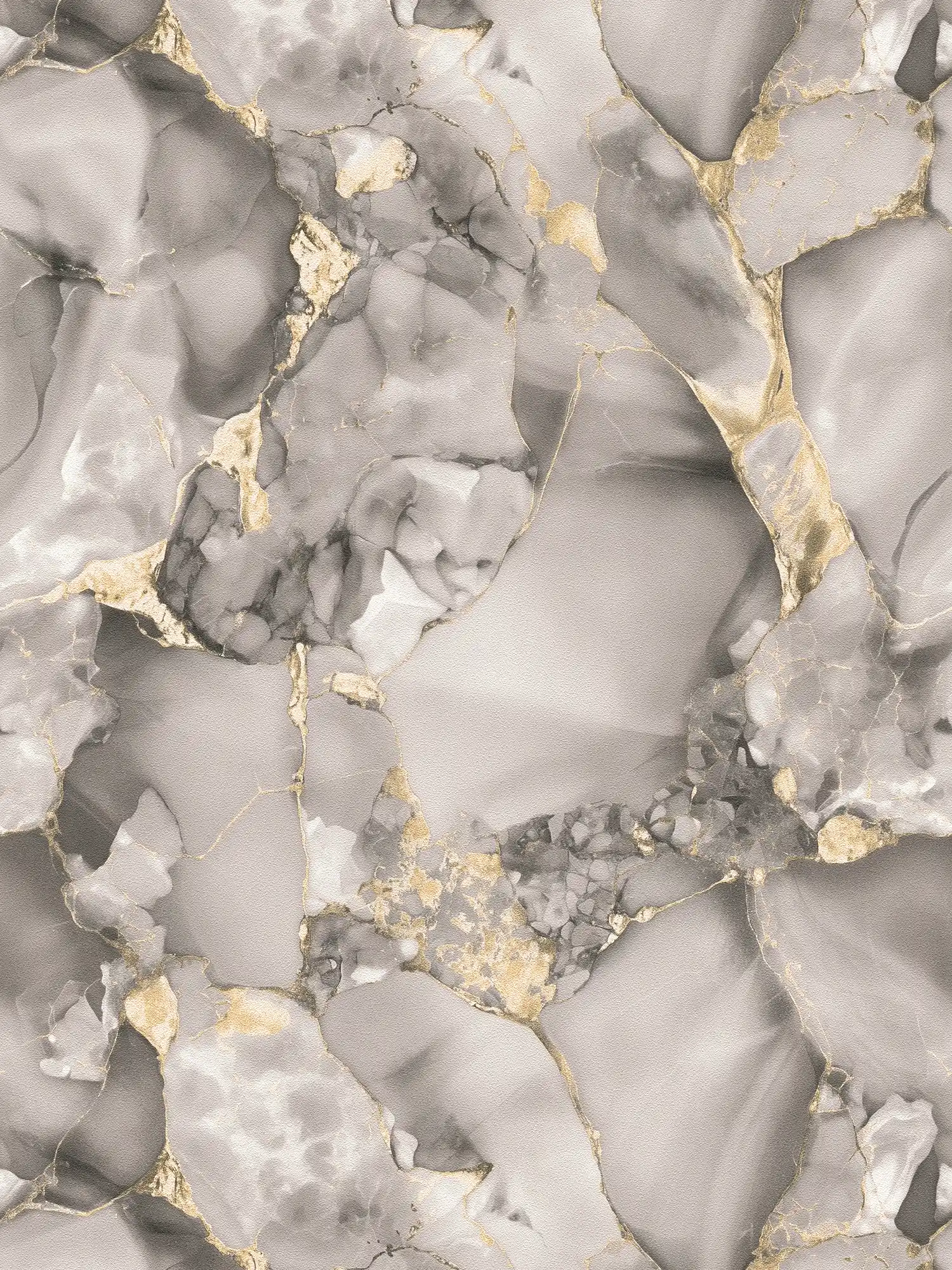         Luxurious marble-look non-woven wallpaper with a fine sheen and elegant texture - grey, gold, metallic
    