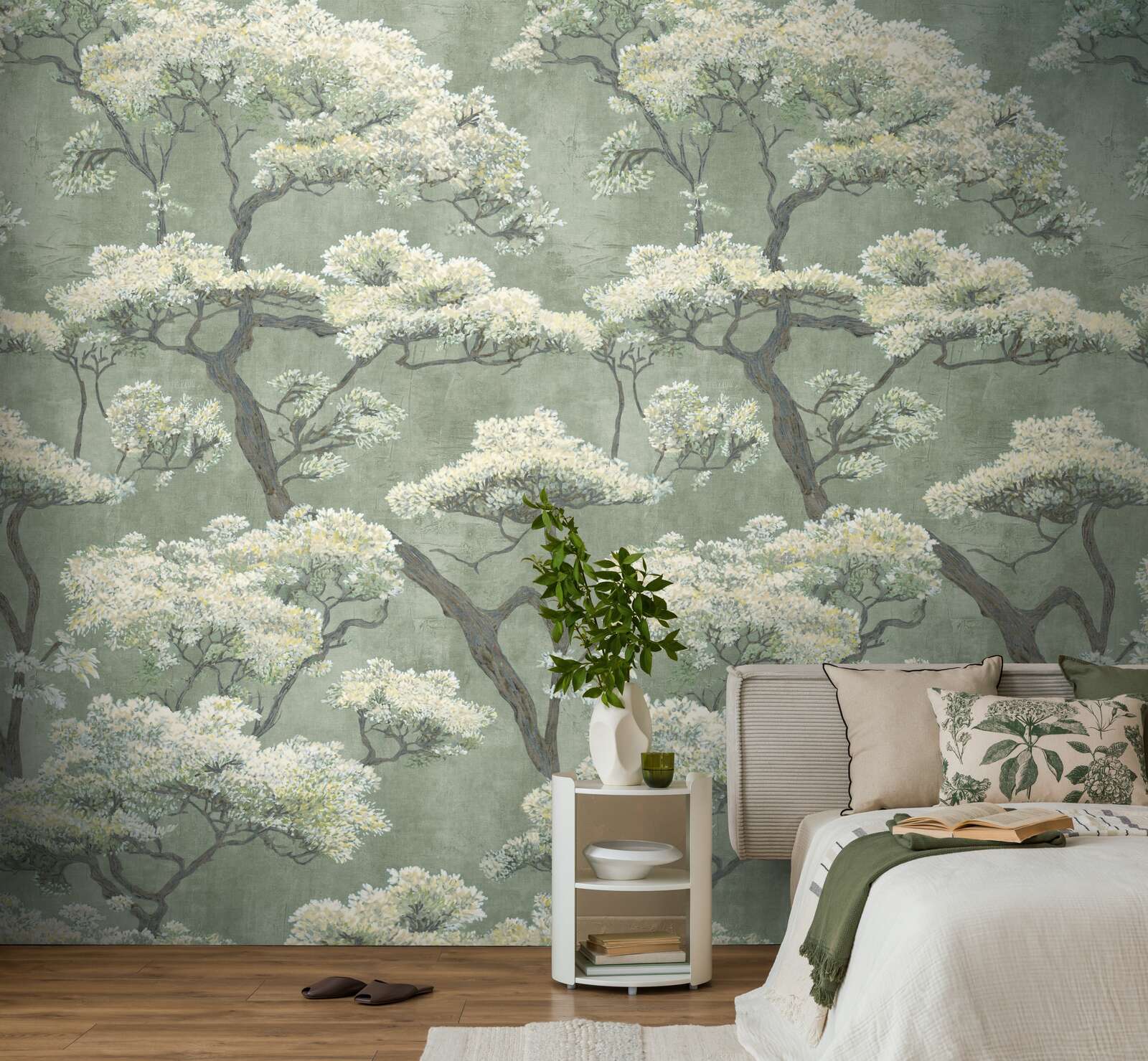 wallpaper,  baum Muster,  botanisch,  grüne wand,  wohnzimmer-dekor