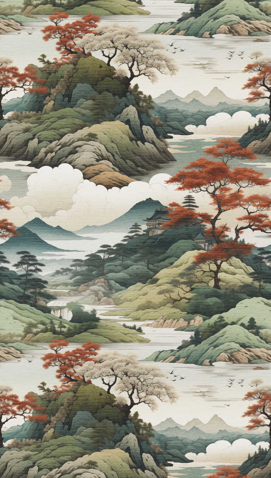 Landschaft,  Berge,  Fluss,  Bäume,  Wolken