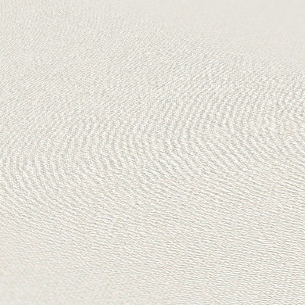             Textiloptiktapete einfarbiges Design PVC-frei – Weiß, Creme
        