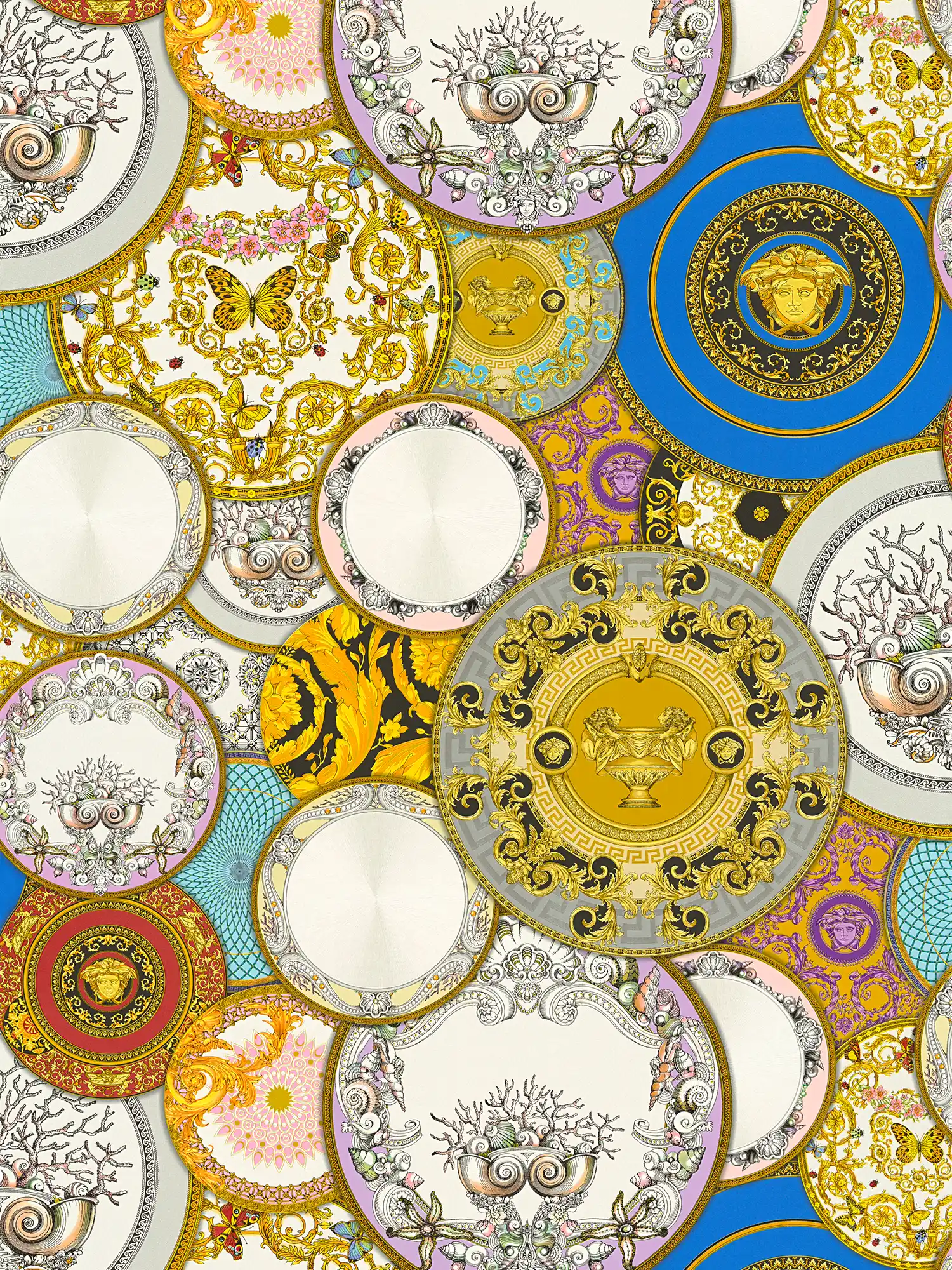         VERSACE wallpaper with medals design & gold effect - Colorful, Metallic
    