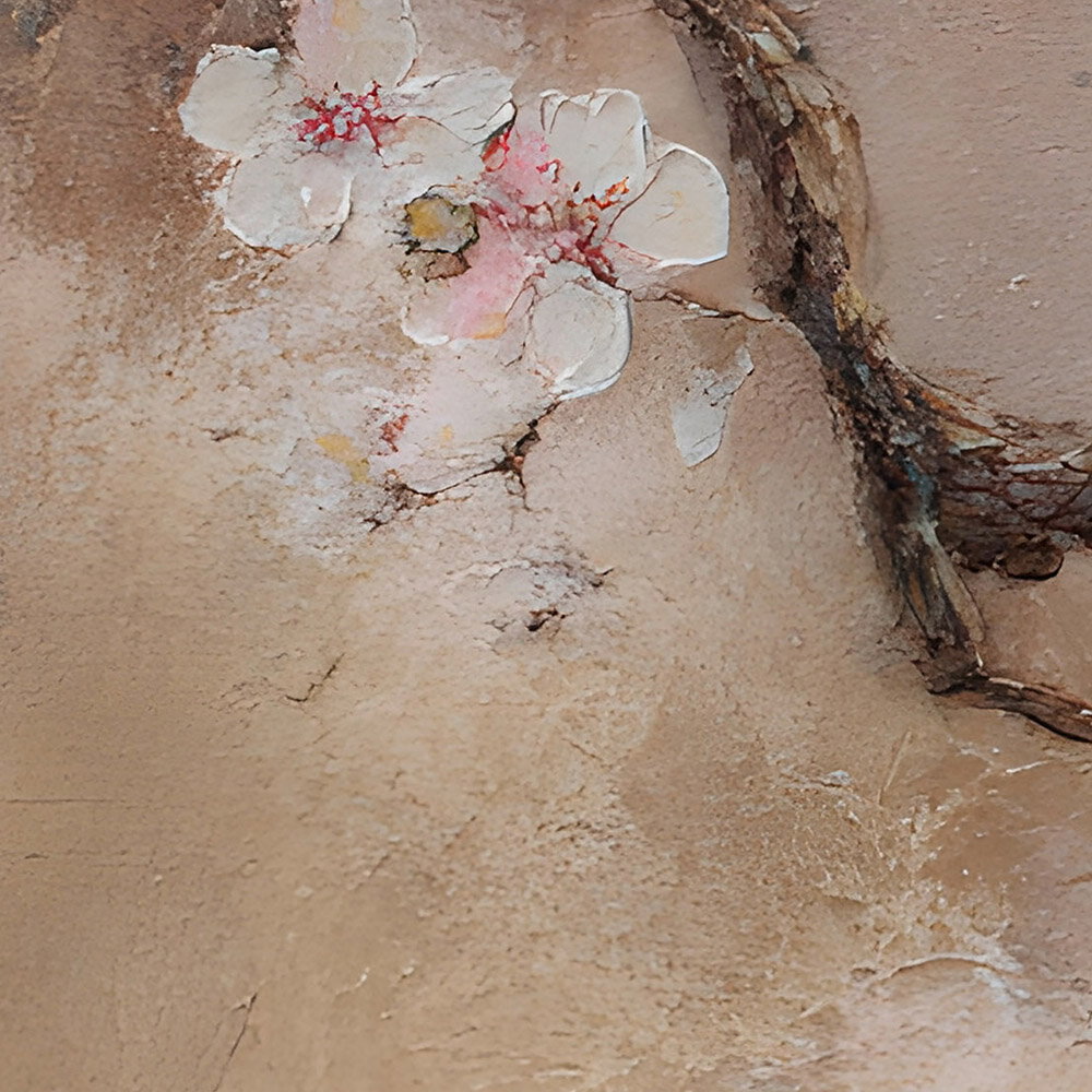 Photo wallpaper • Cherry blossom branch • elegant plaster finish | A.S.