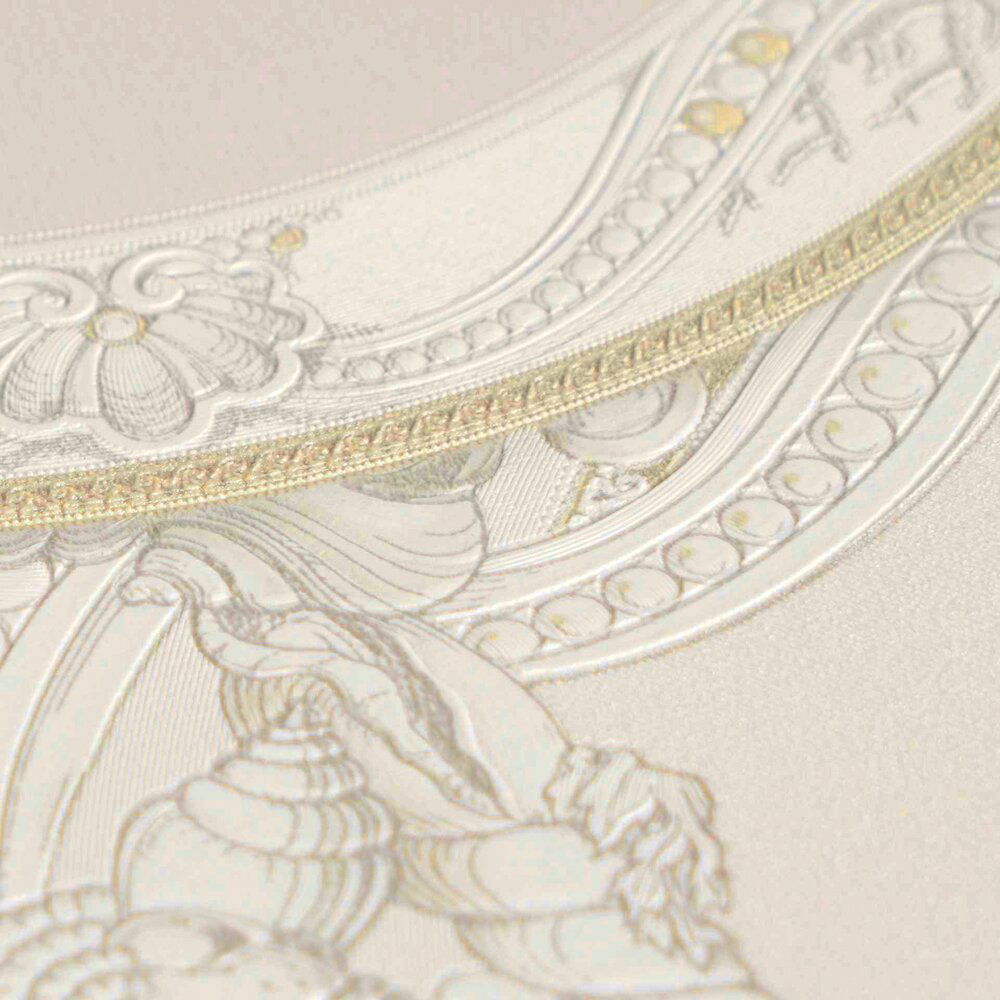             Tapete VERSACE mit Medaillen-Muster – Creme, Metallic
        