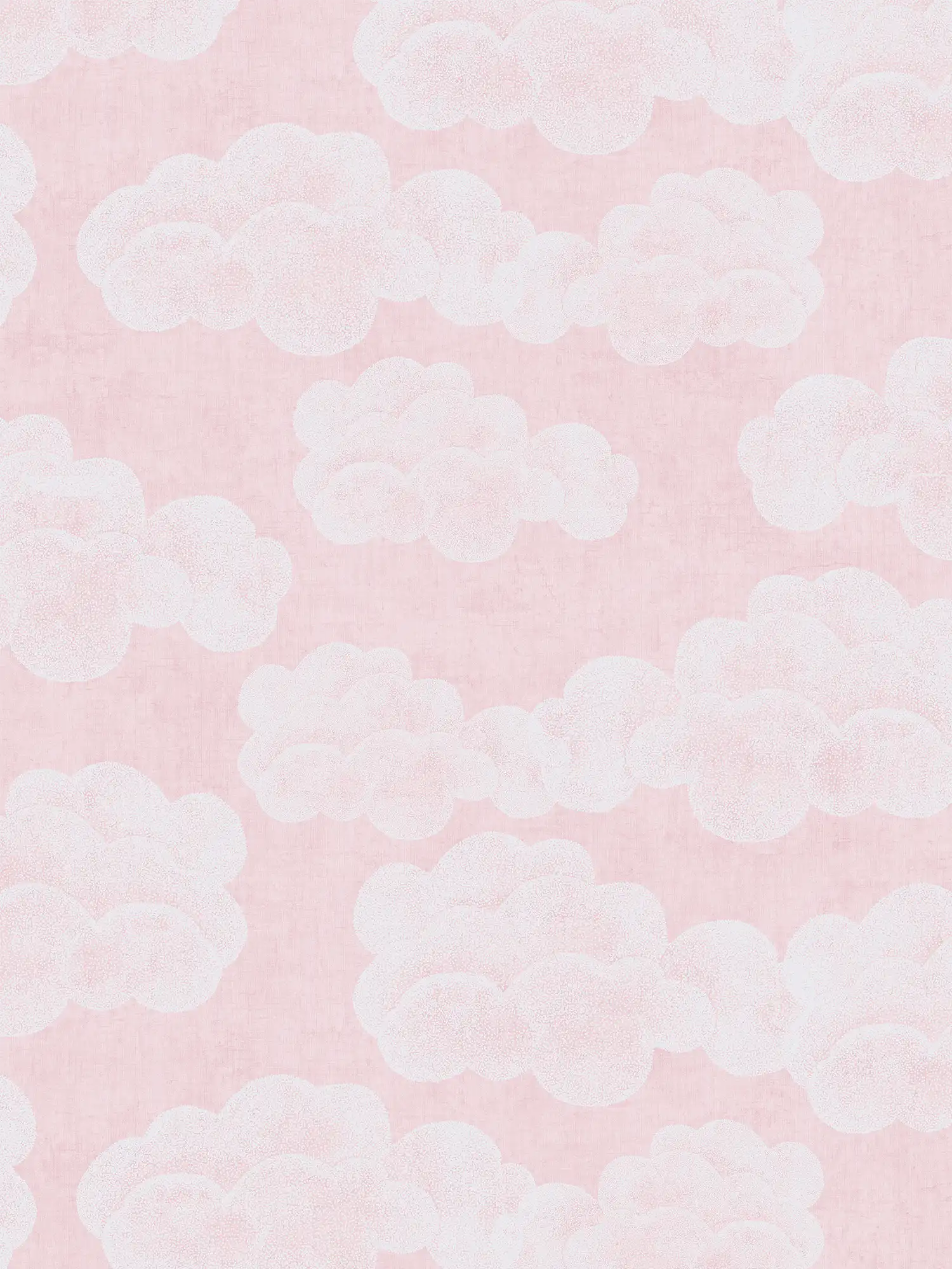         Kinderzimmer Vliestapete mit fluffigen Wolken – Traumhafte Atmosphäre für kleine Träumer – Rosa, Weiß
    
