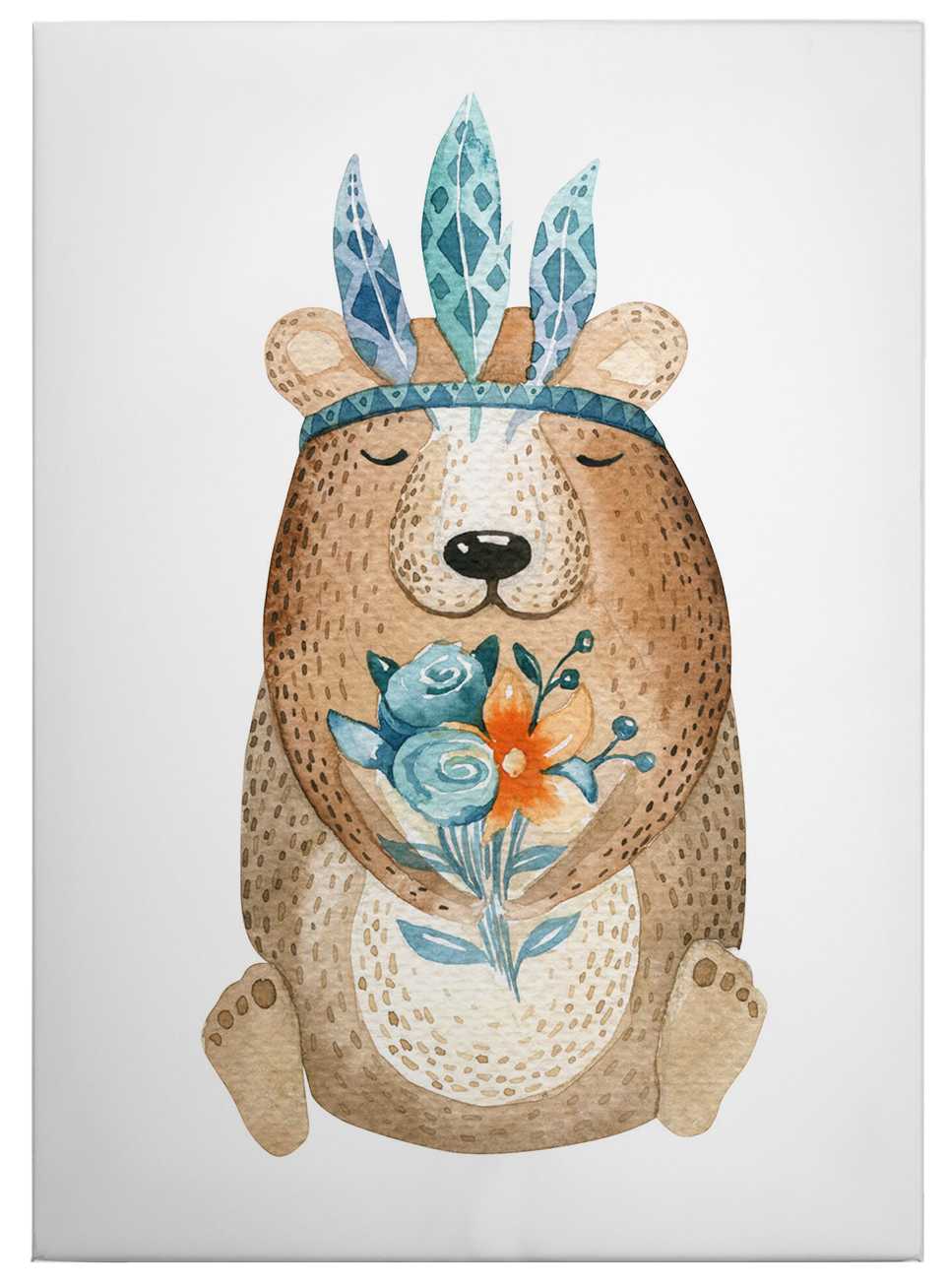             Kvilis Leinwandbild Kinder Hippie Bär – 0,50 m x 0,70 m
        