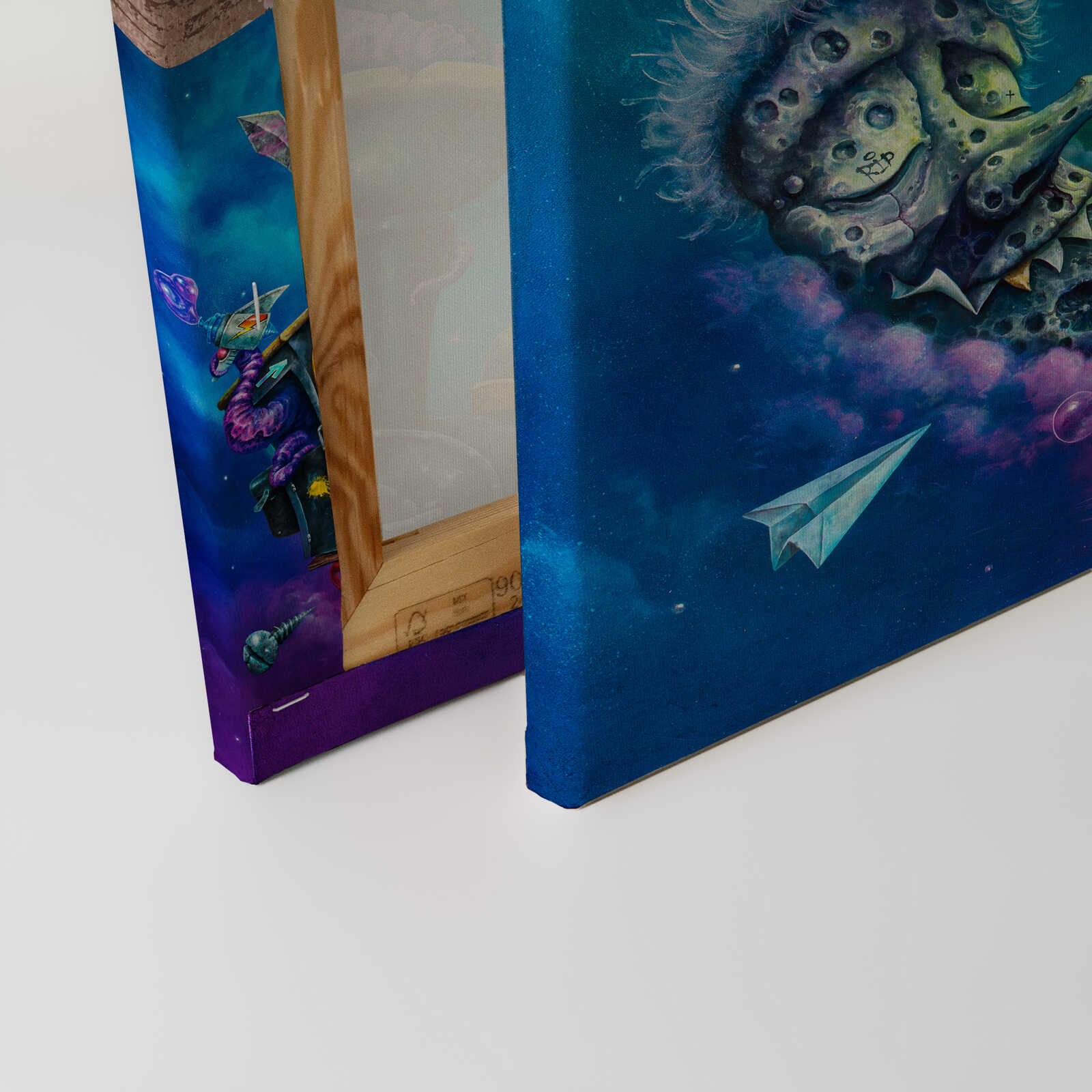             Fantasievolle Traumlandschaft Leinwandbild 0,4m Breite x 0,5m Höhe– Farbenfrohes Design mit surrealen Elementen – Bunt
        