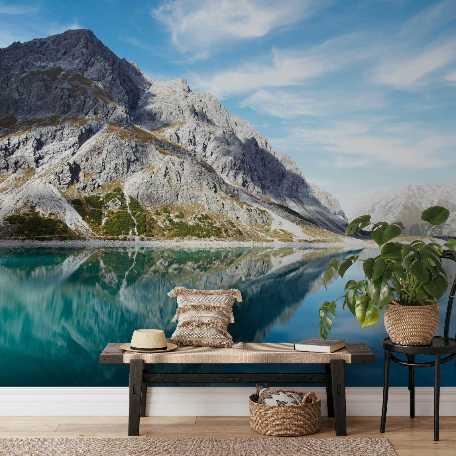 Bergsee, Berglandschaft, Wandbild, Indoor-Dekor, Pflanzenkorb