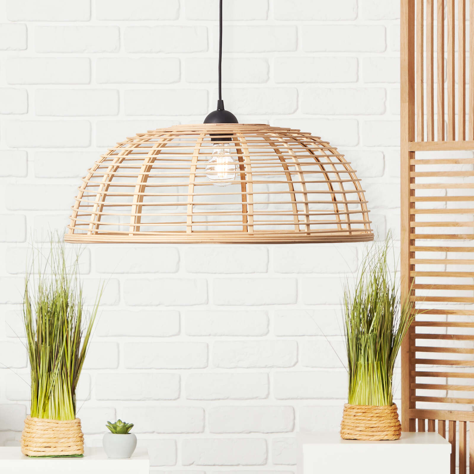             Bamboo pendant light - Elma 5 - Brown
        