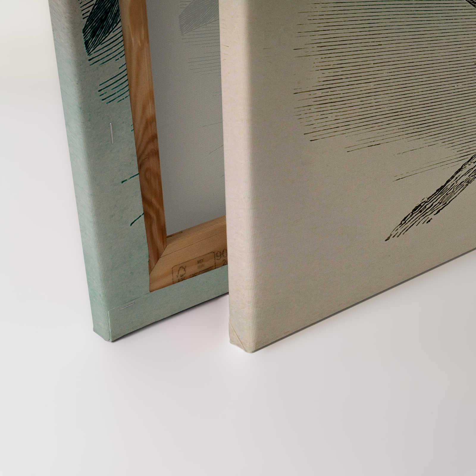Leinwandbild Vogel Muster im Retro Stil – 0,90 m x 0,60 m