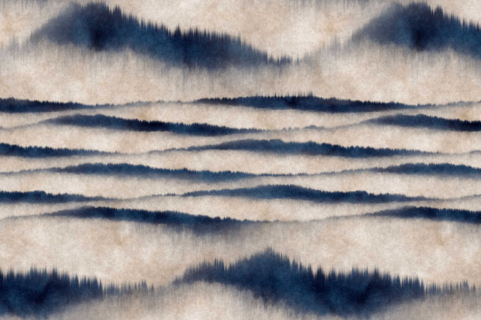 Leinwandbild abstraktes Muster Wellen | blau, weiß – 0,90 m x 0,60 m