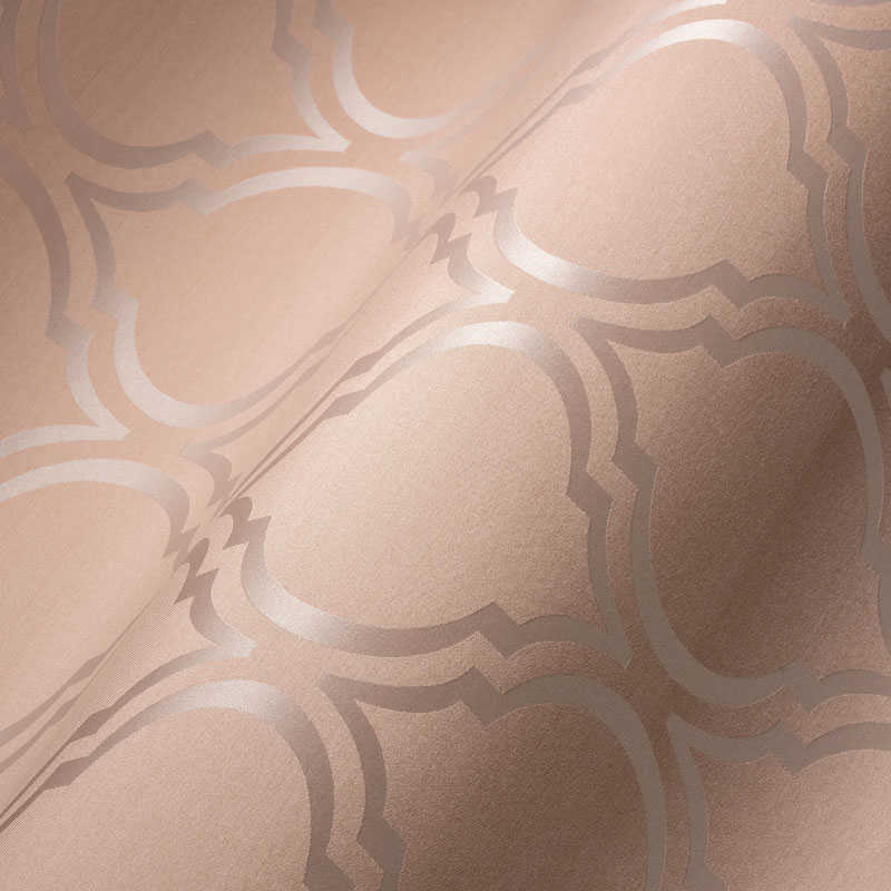             Tapete Retro Design mit Art Deco Muster & Glanzeffekt – Rosa, orange, Weiß
        