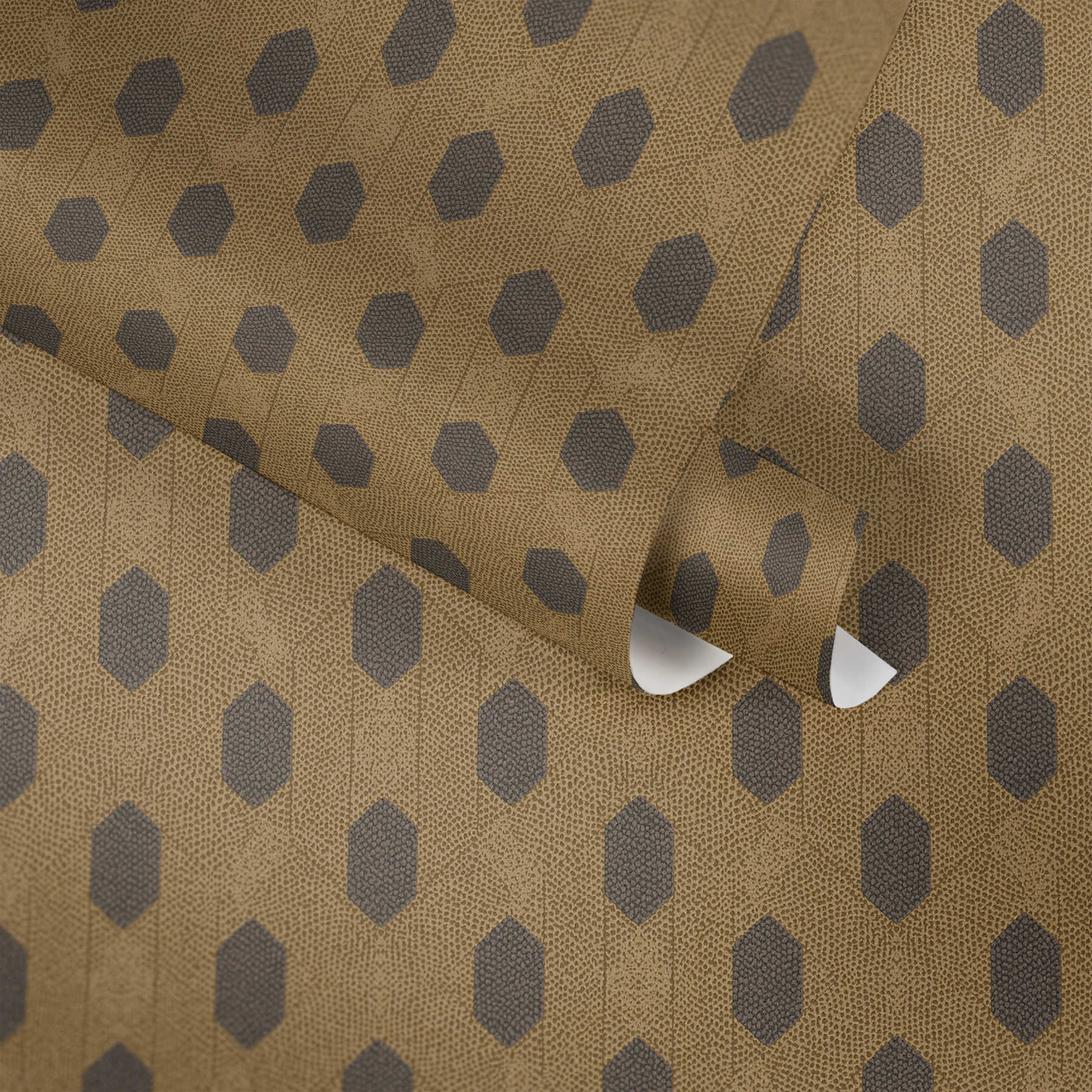 Vliestapete Gold mit geometrischem Muster – Braun, Gold, Schwarz