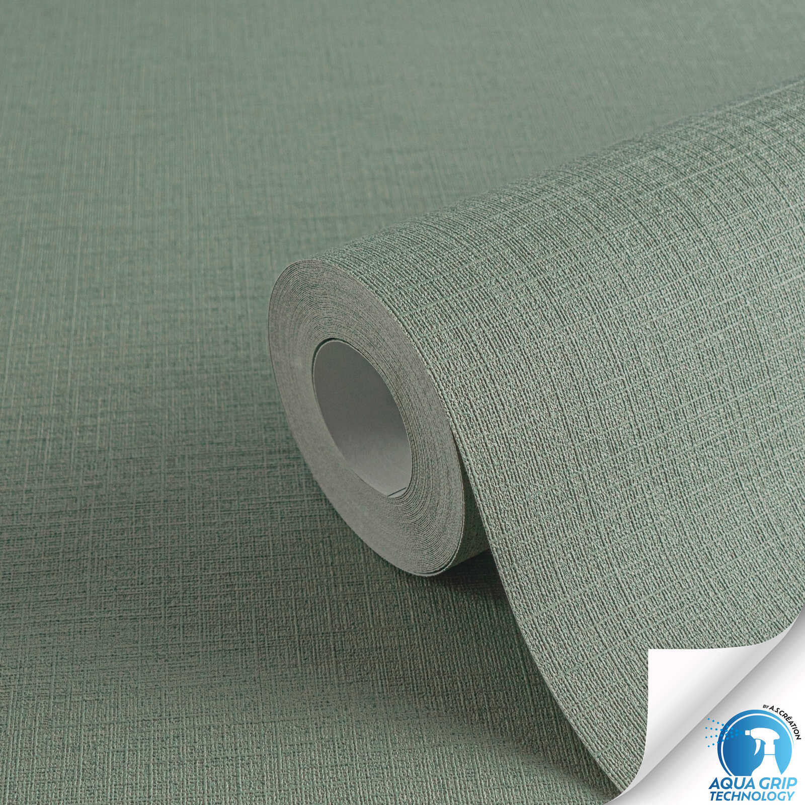         Plain, monochrome non-woven wallpaper with a textured design - Water. Fix. Ready. - Green
    