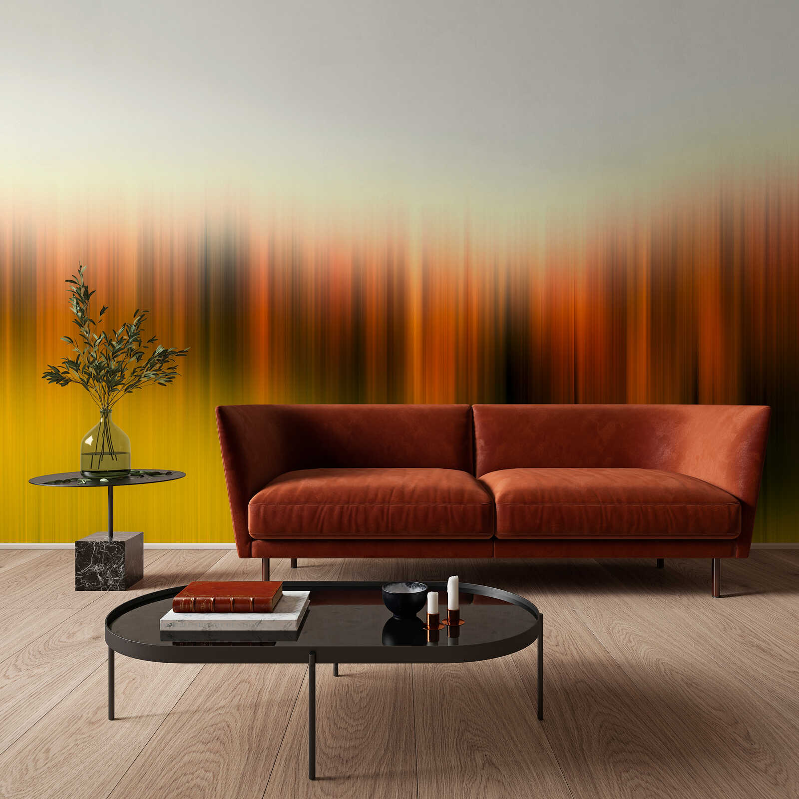 Sofa, Velvet, Rostorange, Wohnzimmer, Couchtisch