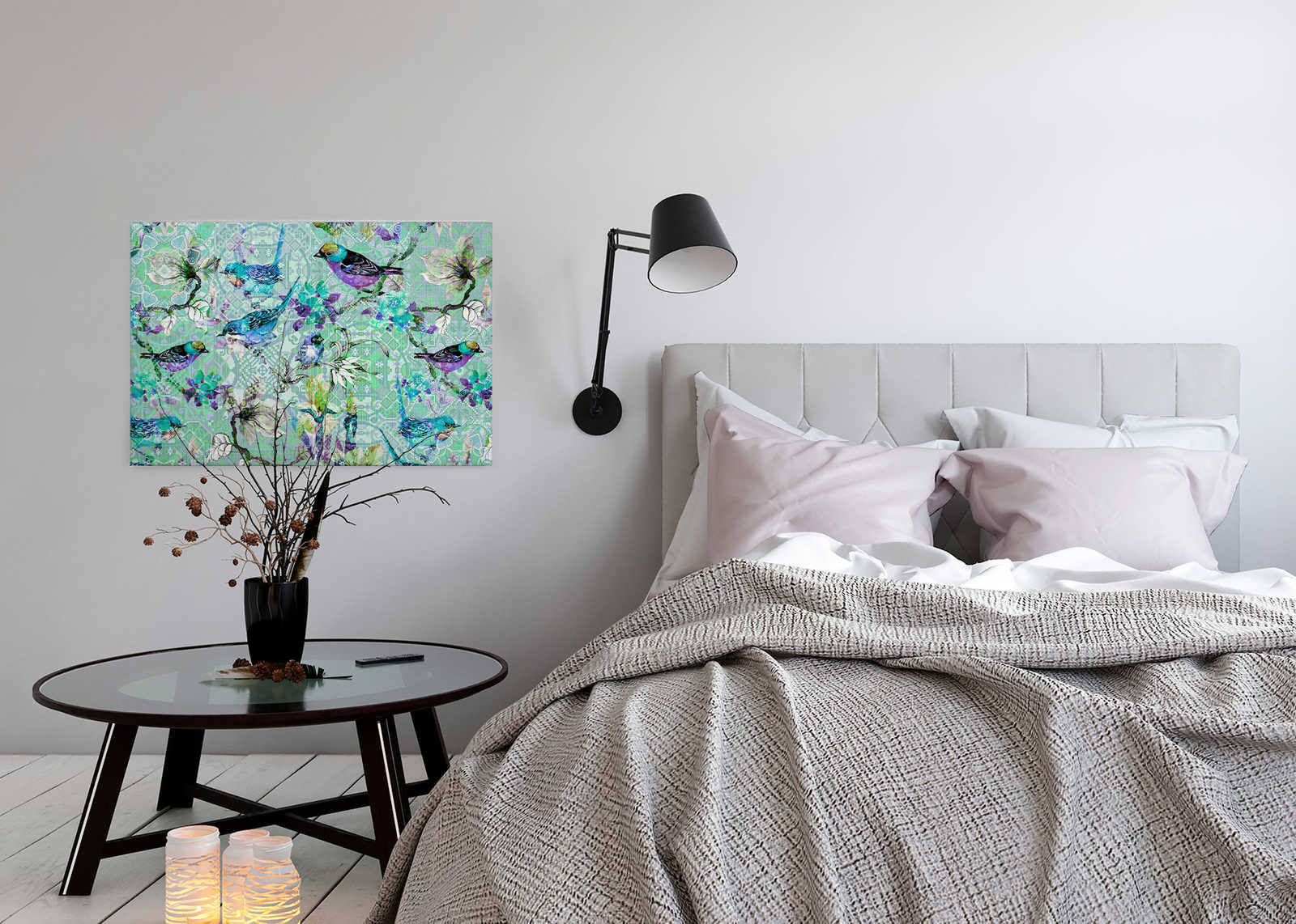 Vogel Leinwandbild mit Mosaik Muster | mosaic birds 3 – 0,90 m x 0,60 m