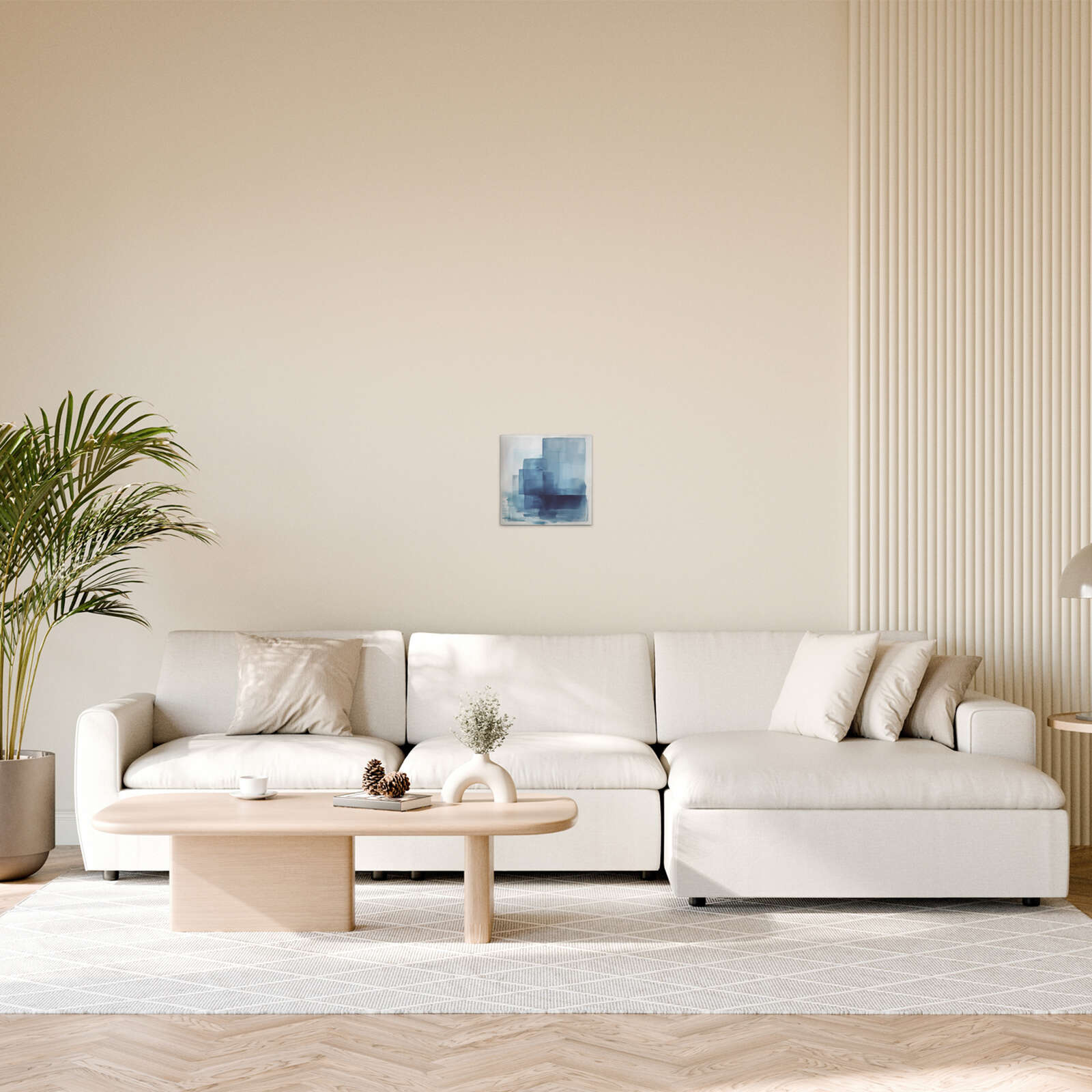             Ocean Blues - Zeitlose Eleganz in Blau auf Leinwand – 30 x 30 cm - Weiss, Blau
        