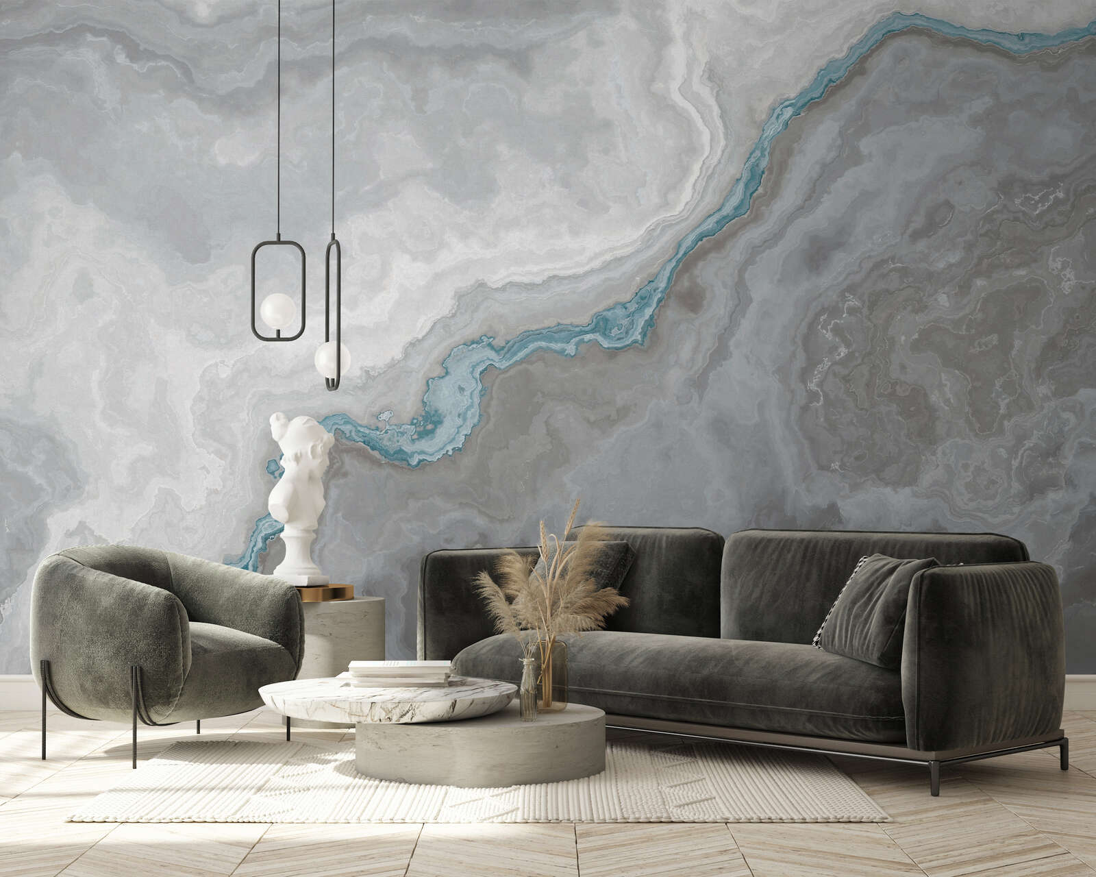 Sofa, Wohnzimmer, Velvet, grau, Moderne Wandkunst