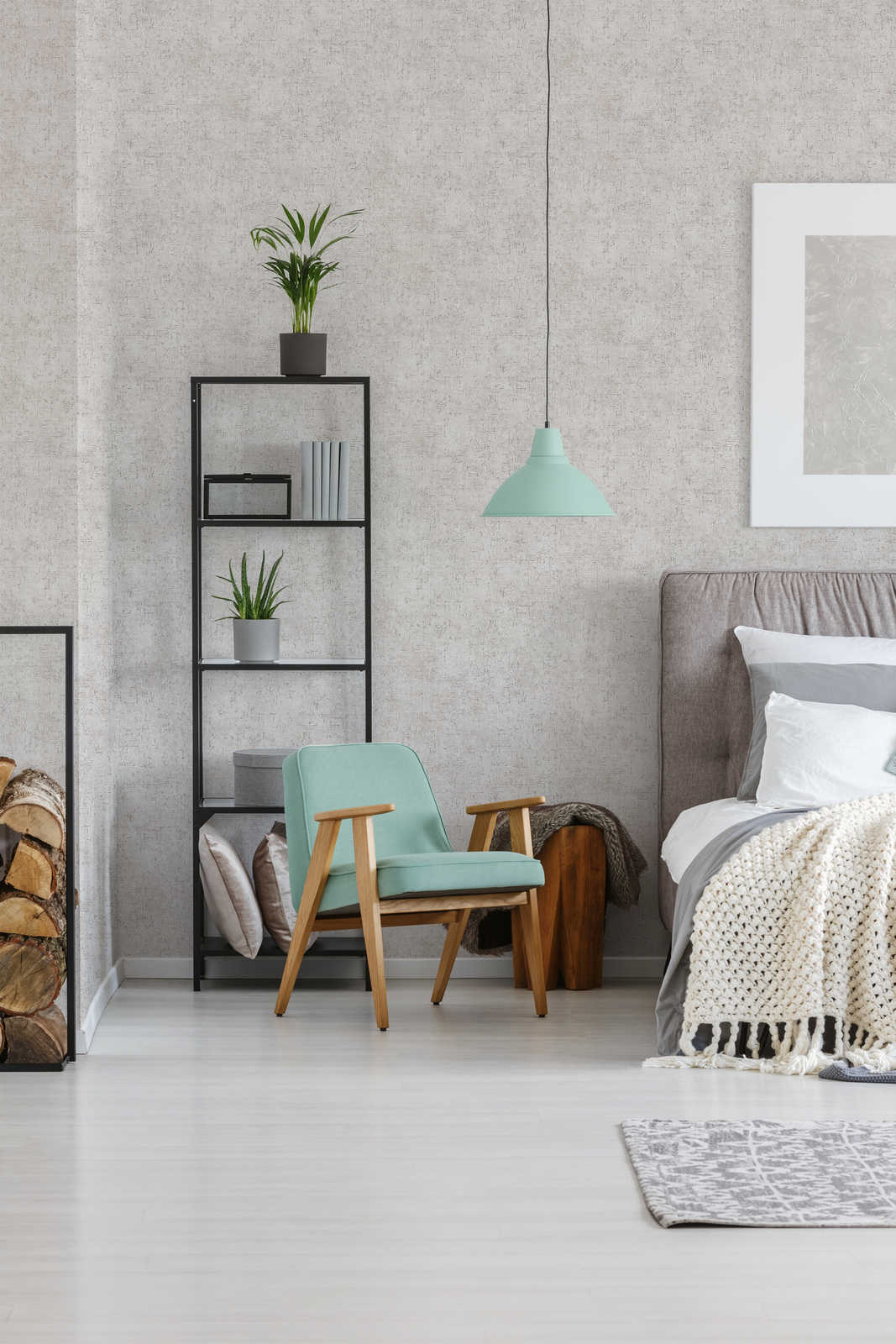 Vliestapete rustikale Putz-Struktur – Beige, Gold, Glänzend