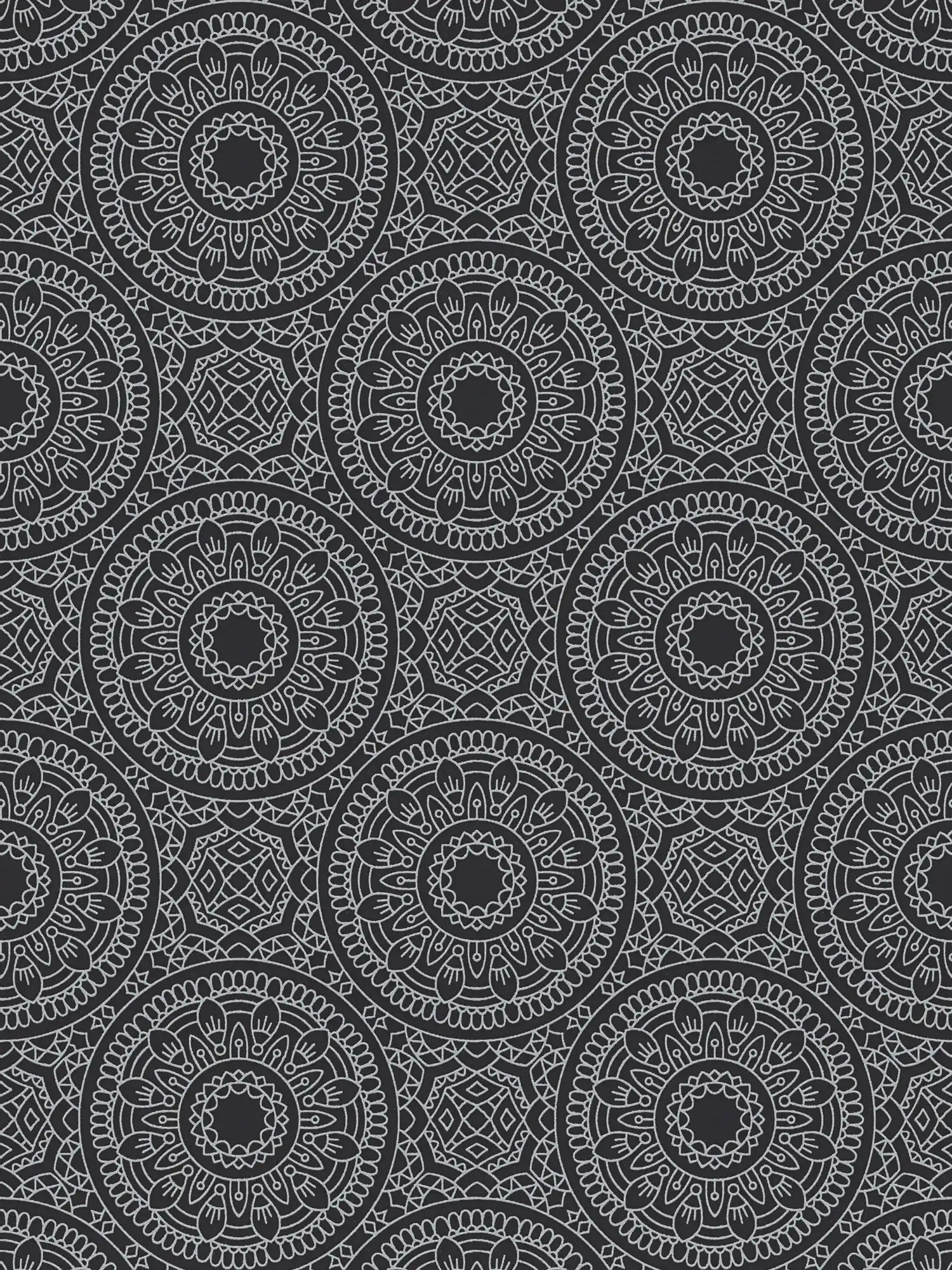         papier peint en papier graphique avec motif circulaire brillant lisse - noir, argenté
    