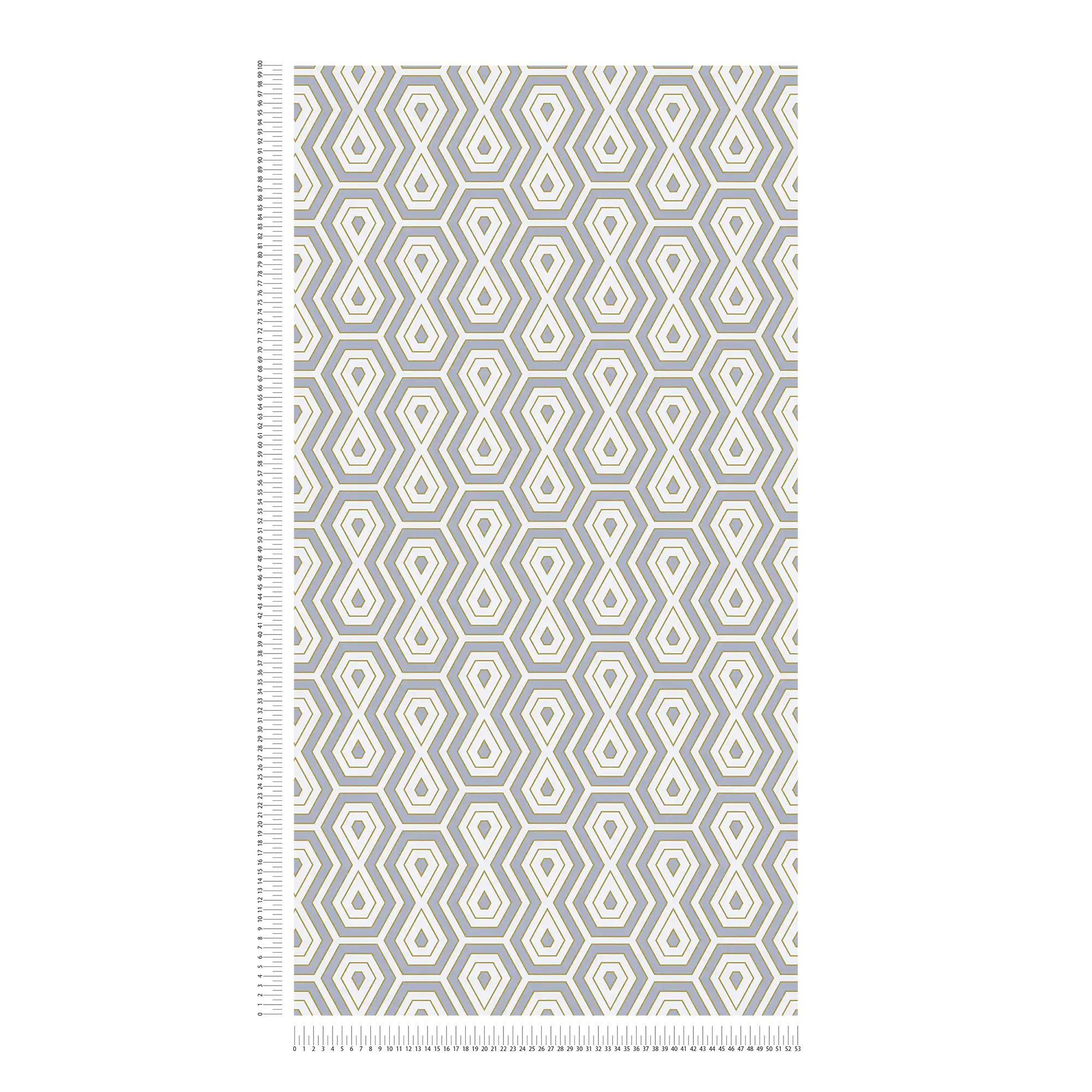 Vliestapete Grau Gold Muster im geometrischen Retro Design