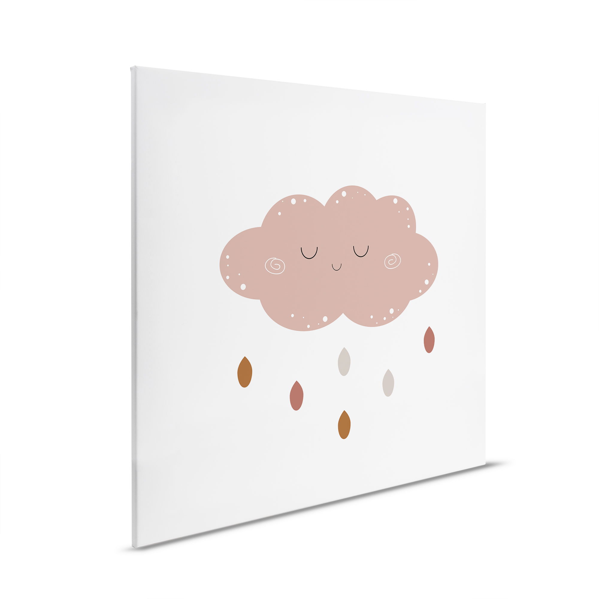        Kinderkamer canvas schilderij Cloud Magic - Zachte regen in pastelkleuren - 30 x 30 cm - Wit, Bruin
    