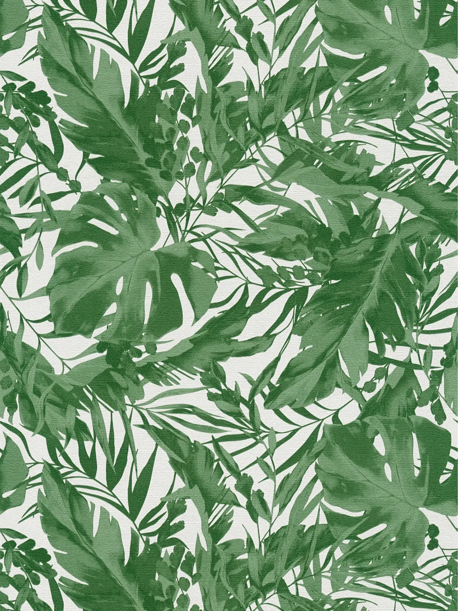         COSMOLiving - Vliesbehang met lichte structuur en tropisch bladmotief mat - groen, wit
    